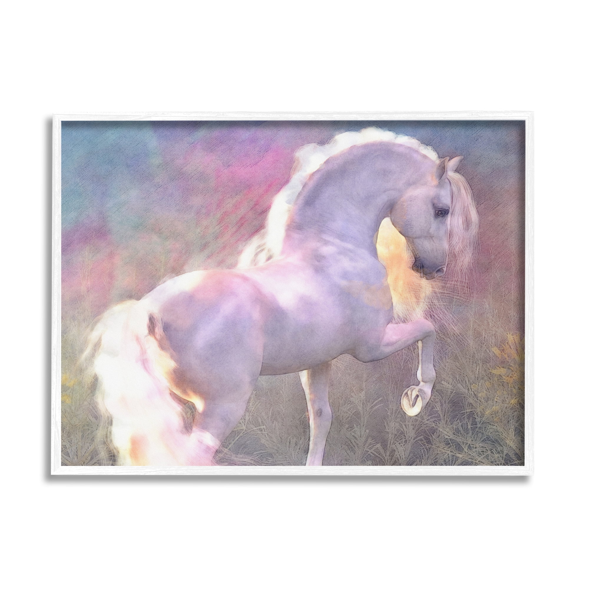 Stupell Industries Evenglow Pastel Horse Animals & Insects Painting White Framed Art Print Wall Art, 30 x 24
