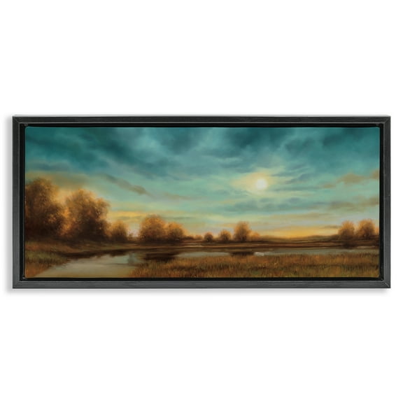 Stupell Industries Evening Approaches Landscape Black Framed Floater Canvas Wall Art design by Gregory Williams, 14 x 31