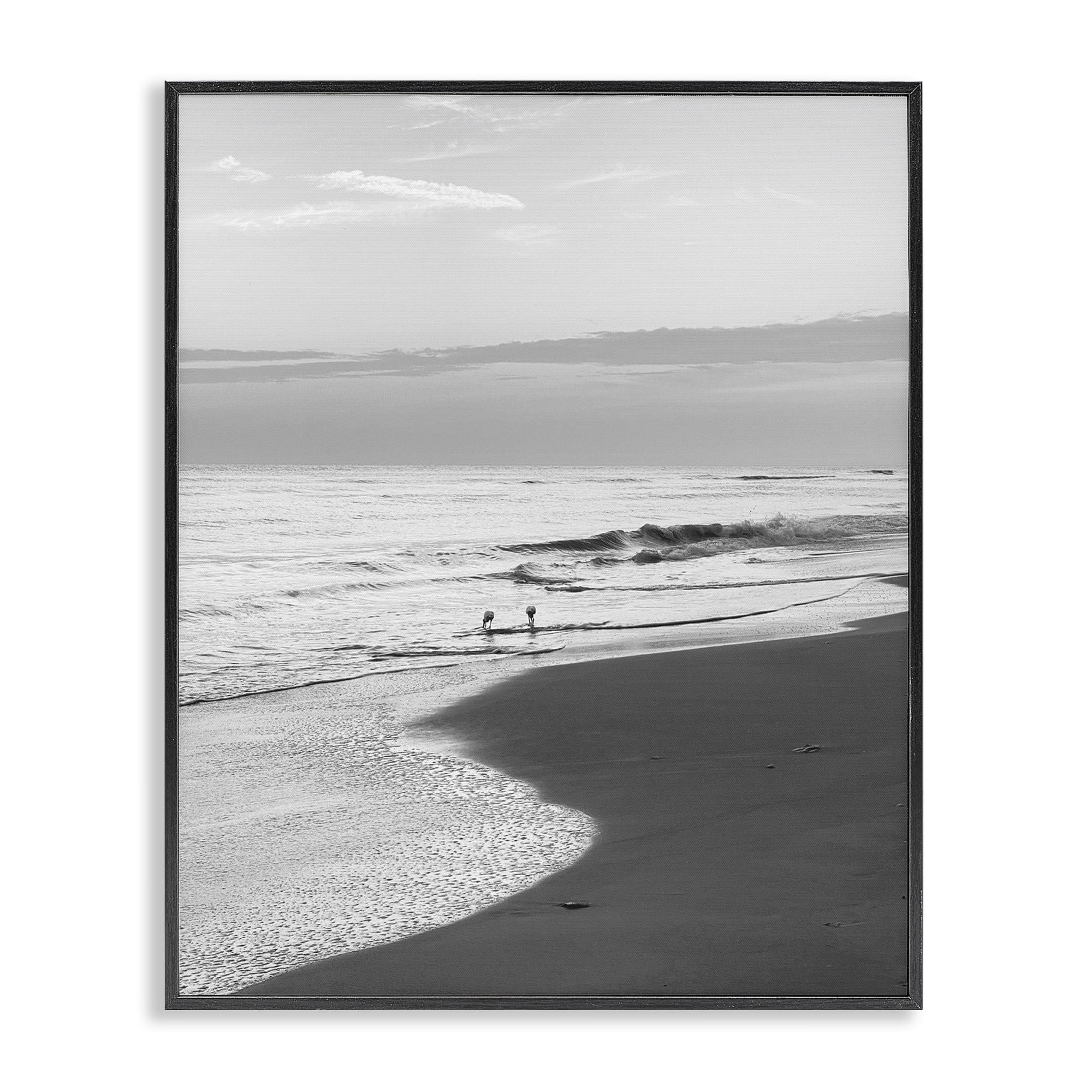 Stupell Industries Evening Beach Stroll Nautical & Beach Photography Black Framed Art Print Wall Art, 16 x 20