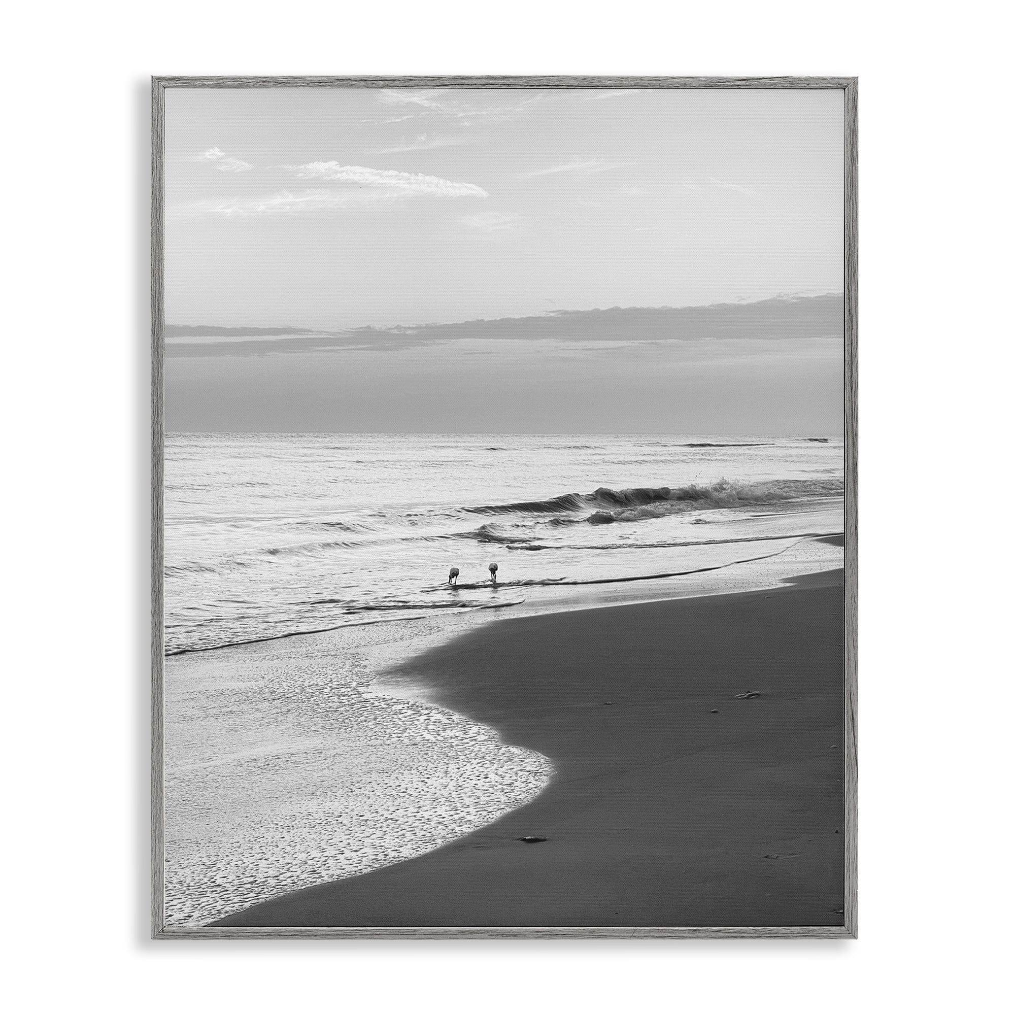Stupell Industries Evening Beach Stroll Nautical & Beach Photography Gray Framed Art Print Wall Art, 16 x 20