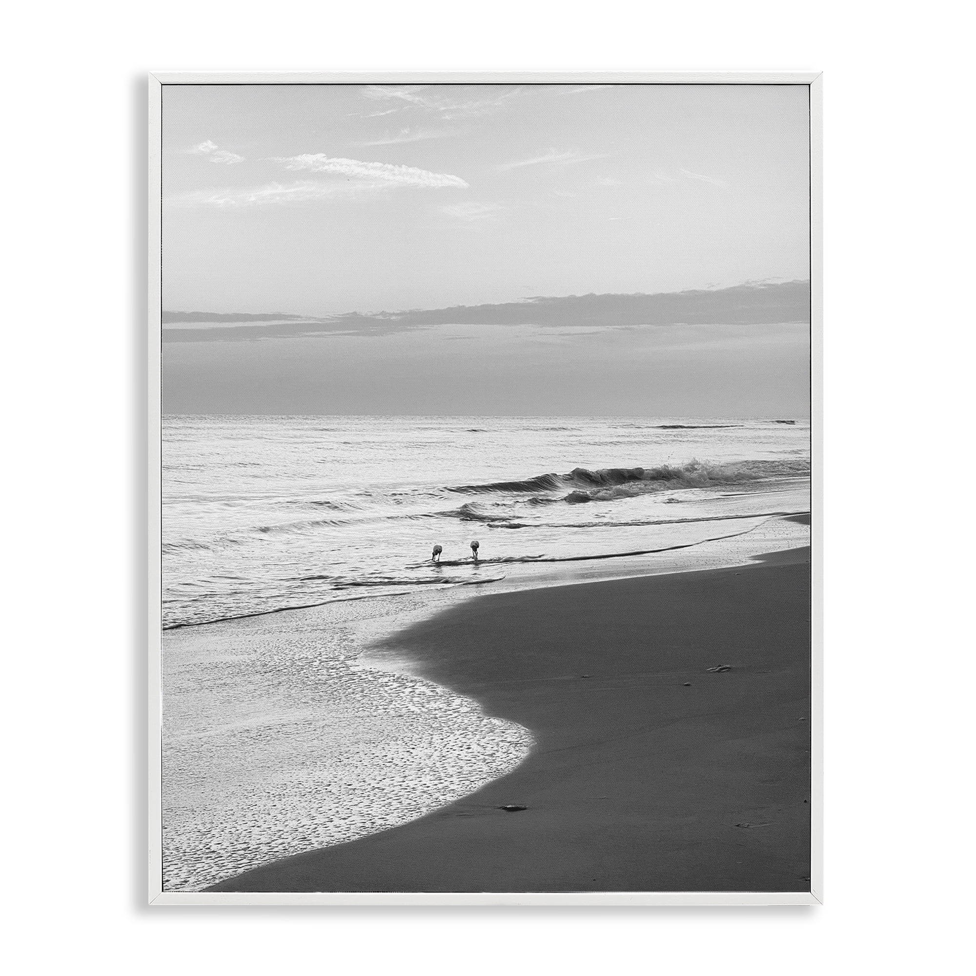 Stupell Industries Evening Beach Stroll Nautical & Beach Photography White Framed Art Print Wall Art, 11 x 14