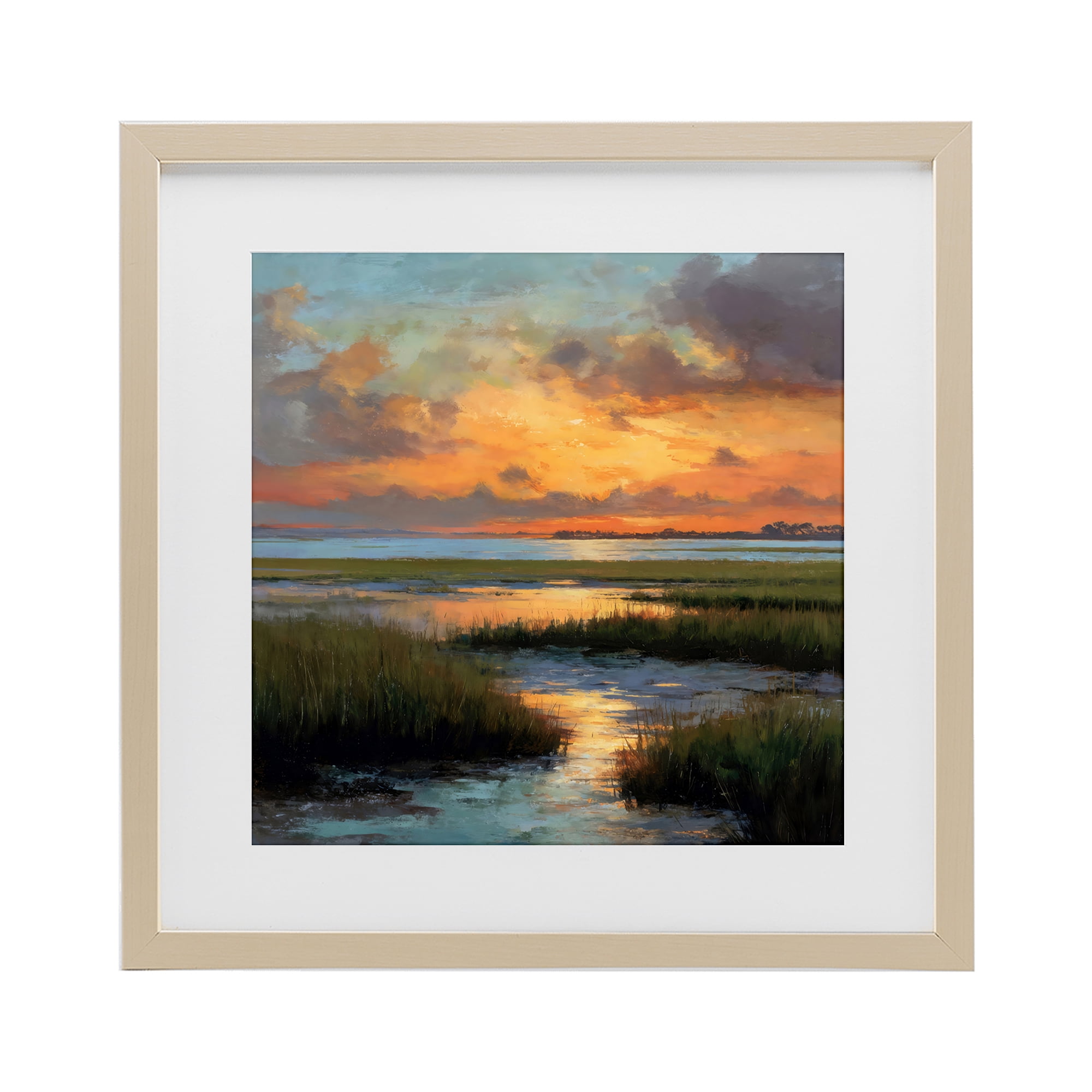Stupell Industries Evening Marshland Glow Birch Framed Print Under Glass, design by Petal Prints Design