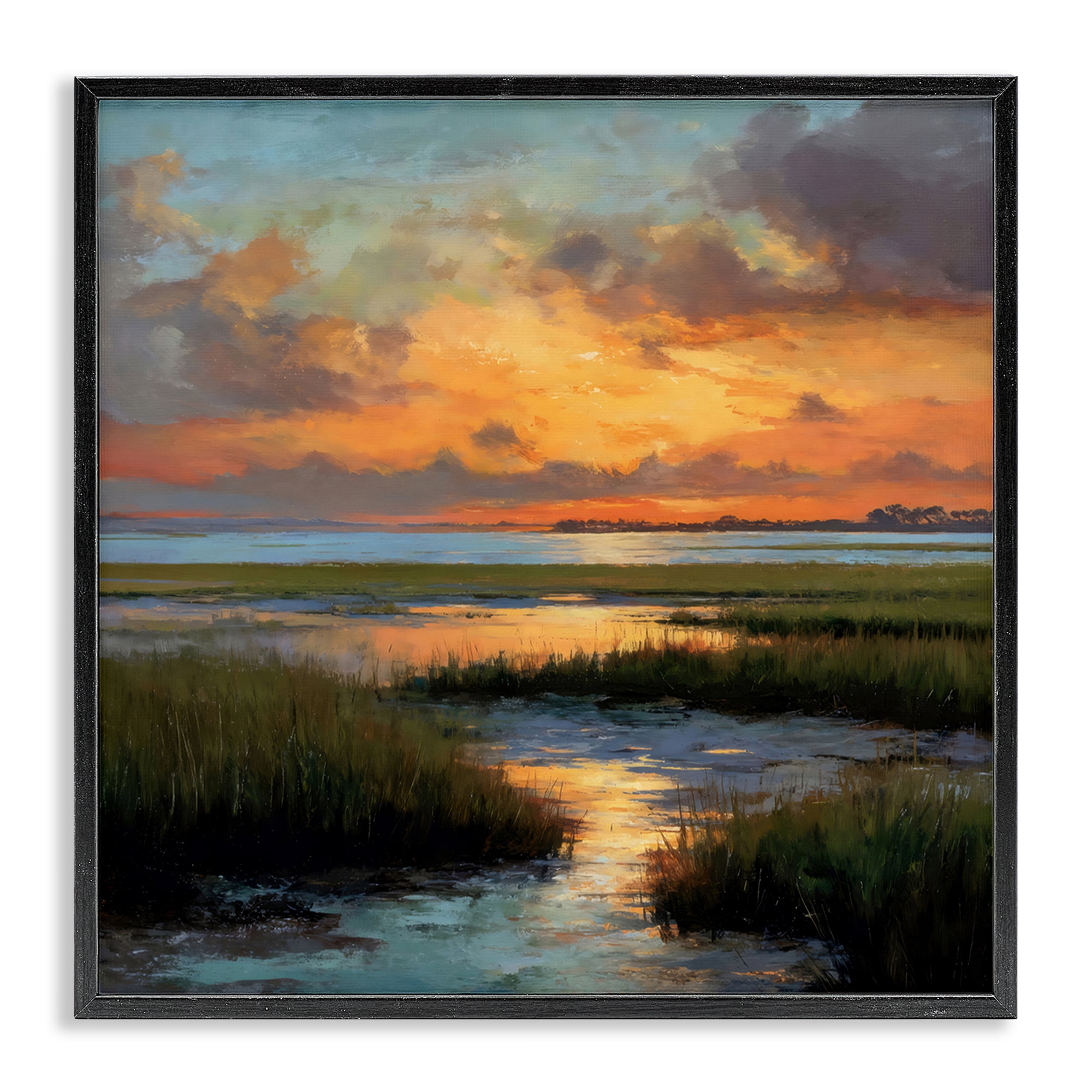 Stupell Industries Evening Marshland Glow Black Framed Giclee Art, design by Petal Prints Design