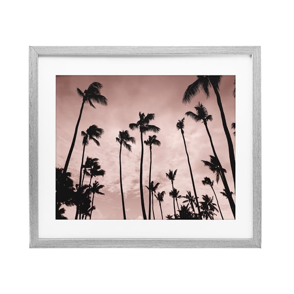 Stupell Industries Evenings Edge Pink Palms Gray Framed Print Under Glass design by Natalie Carpentieri, 17 x 21