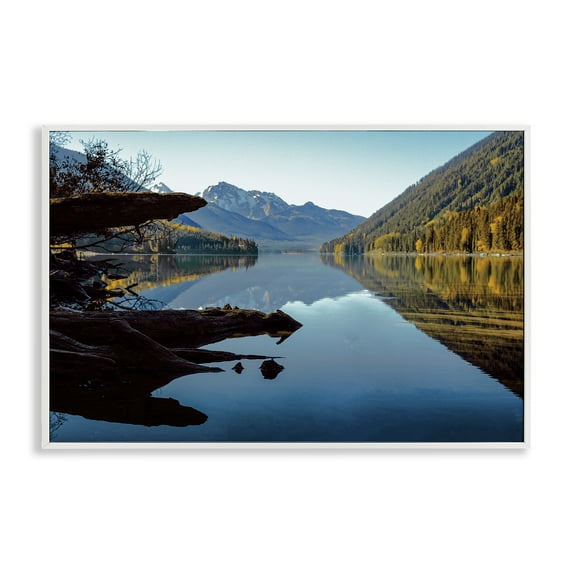 Stupell Industries Evergreen Mirrors River Reflection White Framed Giclee Art design by Madison Starnes Photography, 12 x 18