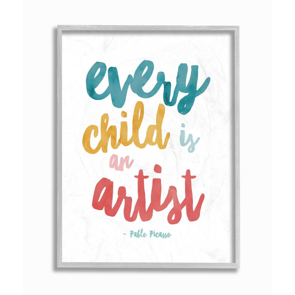 Stupell Industries Every Child Is an Artist Picasso Quote Colorful Design Designed by Jennifer McCully