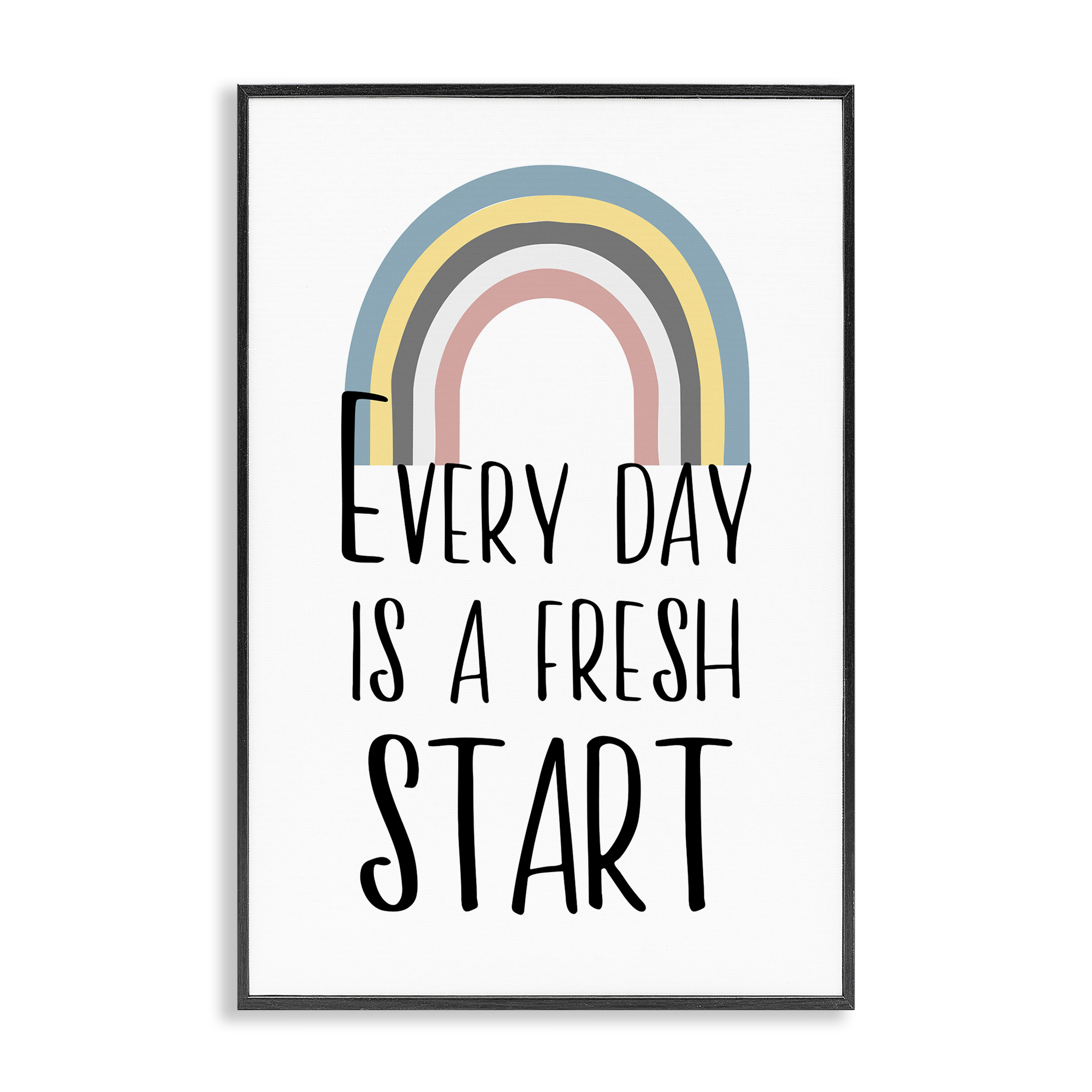 Stupell Industries Every Day Fresh Start Text & Numbers Painting Black Framed Art Print Wall Art, 12 x 18