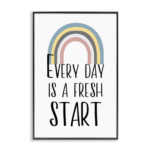 Stupell Industries Every Day Fresh Start Text & Numbers Painting Black Framed Art Print Wall Art, 12 x 18