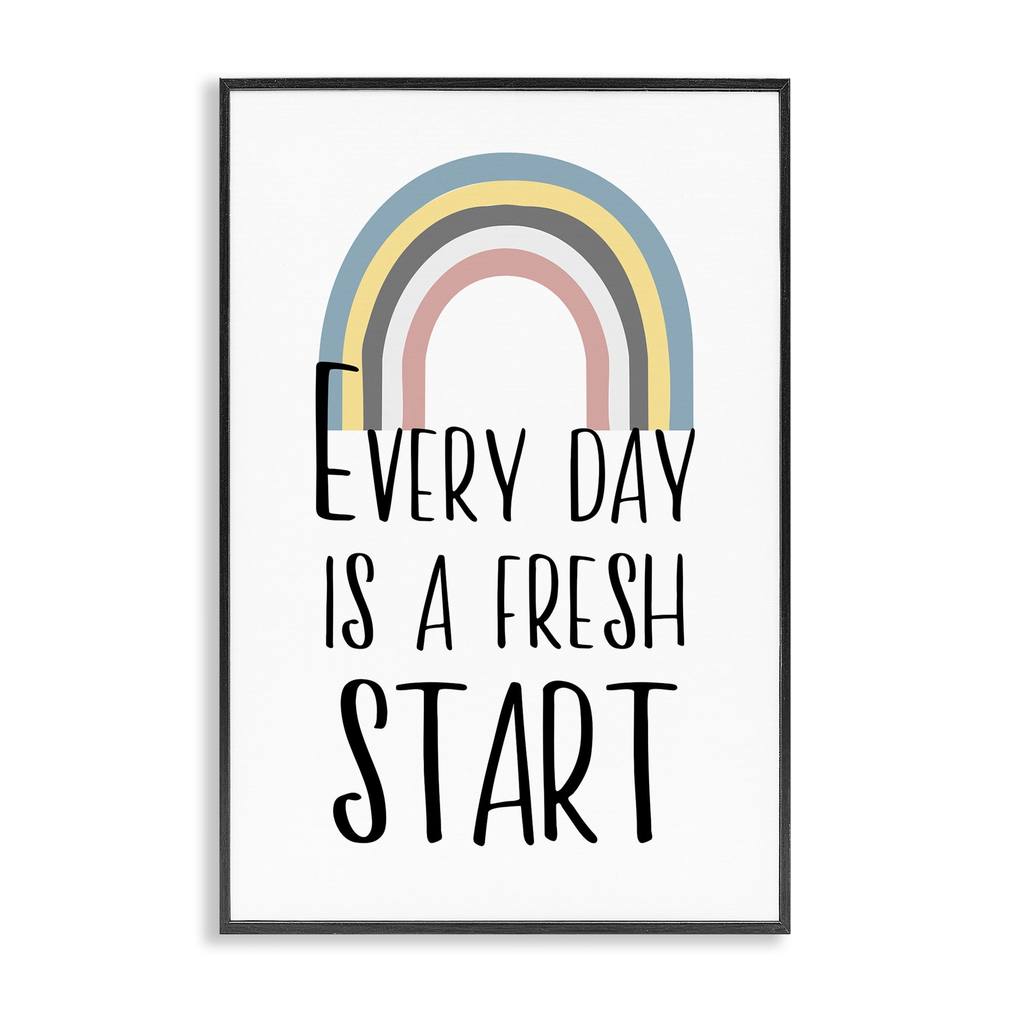 Stupell Industries Every Day Fresh Start Text & Numbers Painting Black Framed Art Print Wall Art, 20 x 30