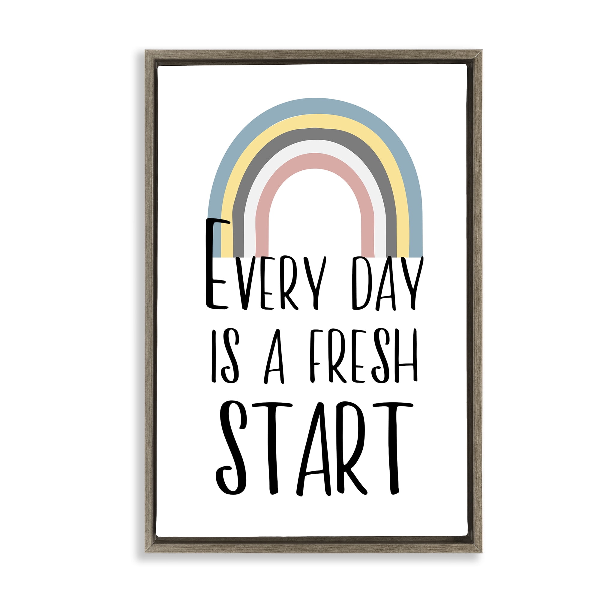 Stupell Industries Every Day Fresh Start Text & Numbers Painting Brown Floater Framed Canvas Art Print Wall Art, 21 x 31