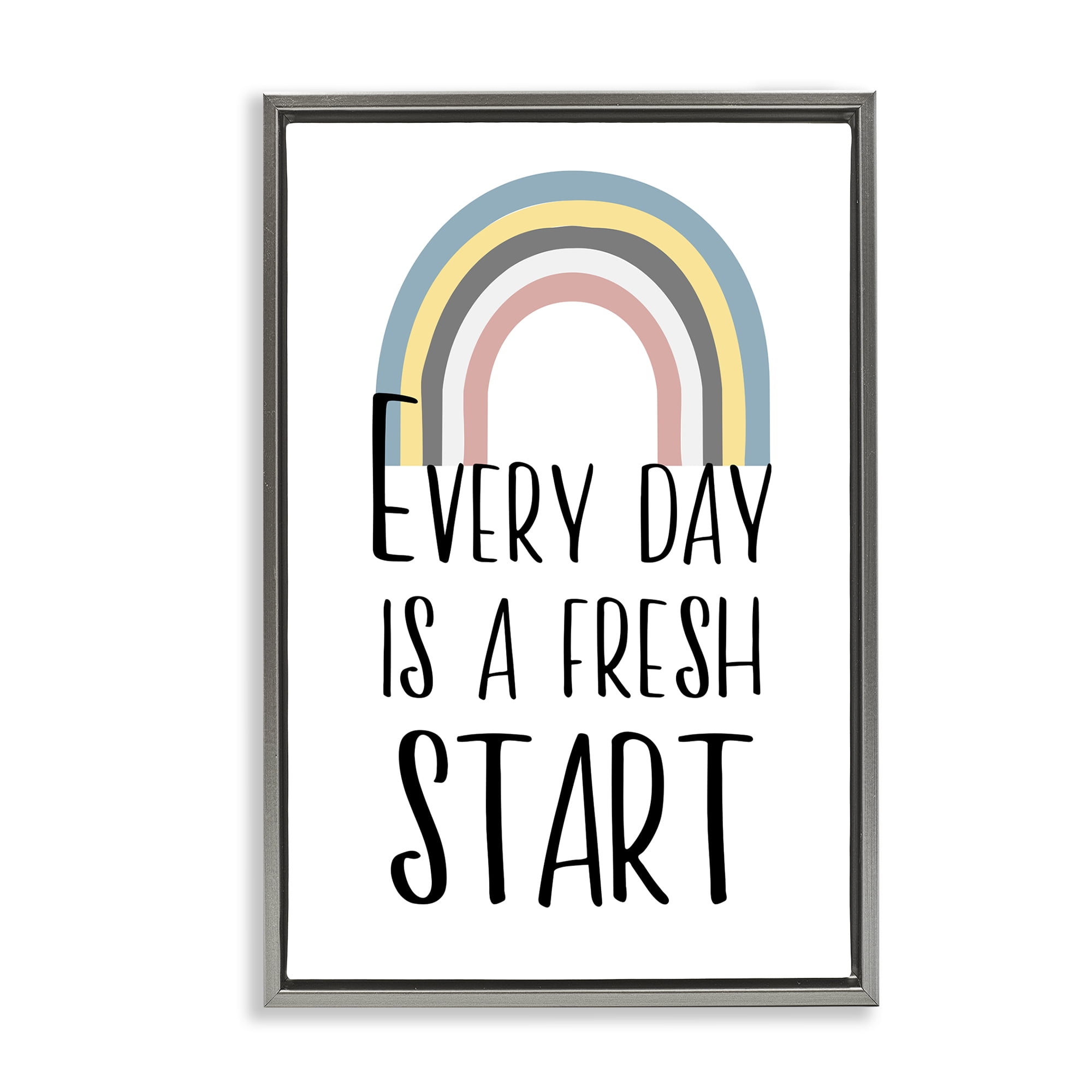 Stupell Industries Every Day Fresh Start Text & Numbers Painting Gray Floater Framed Canvas Art Print Wall Art, 17 x 25