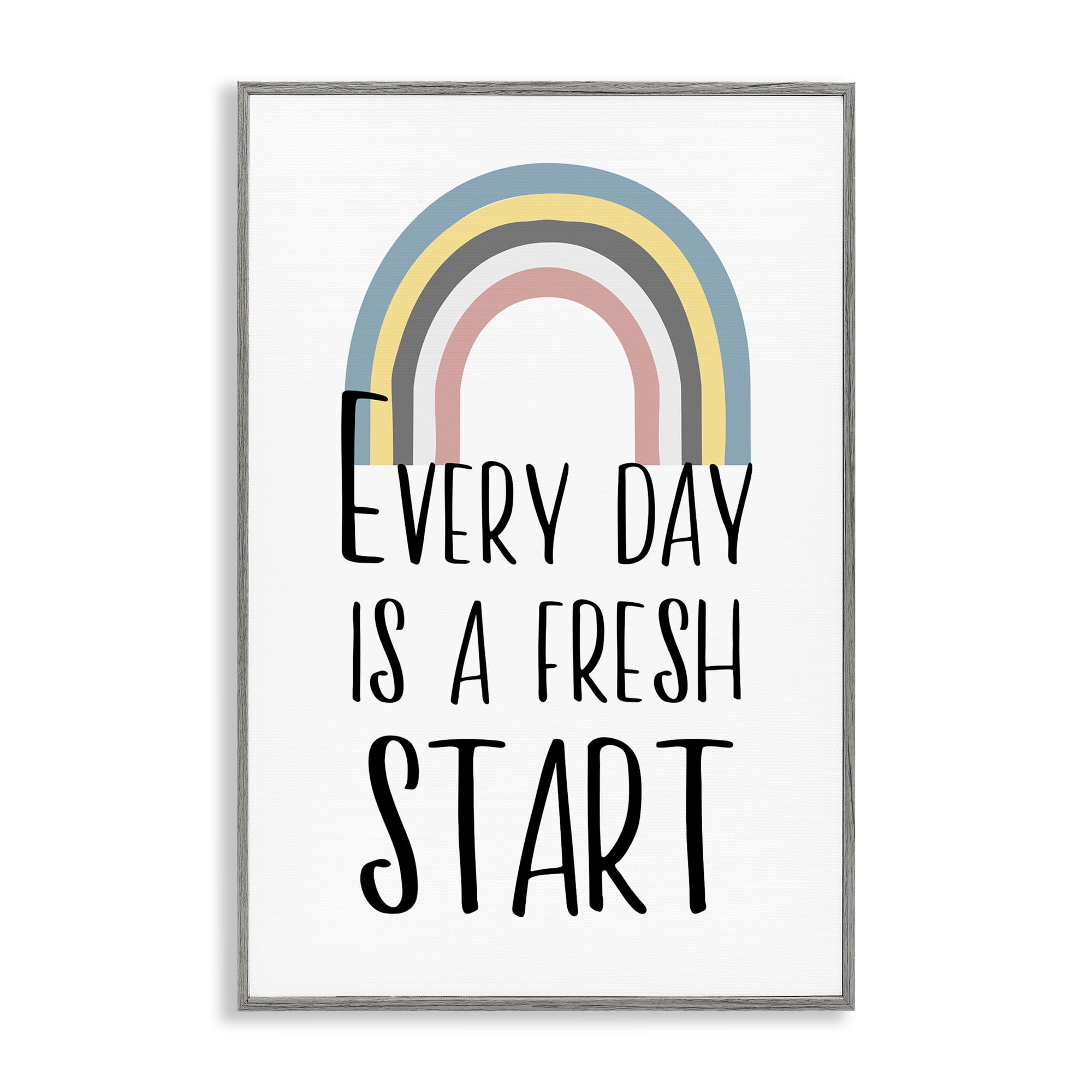Stupell Industries Every Day Fresh Start Text & Numbers Painting Gray Framed Art Print Wall Art, 16 x 24
