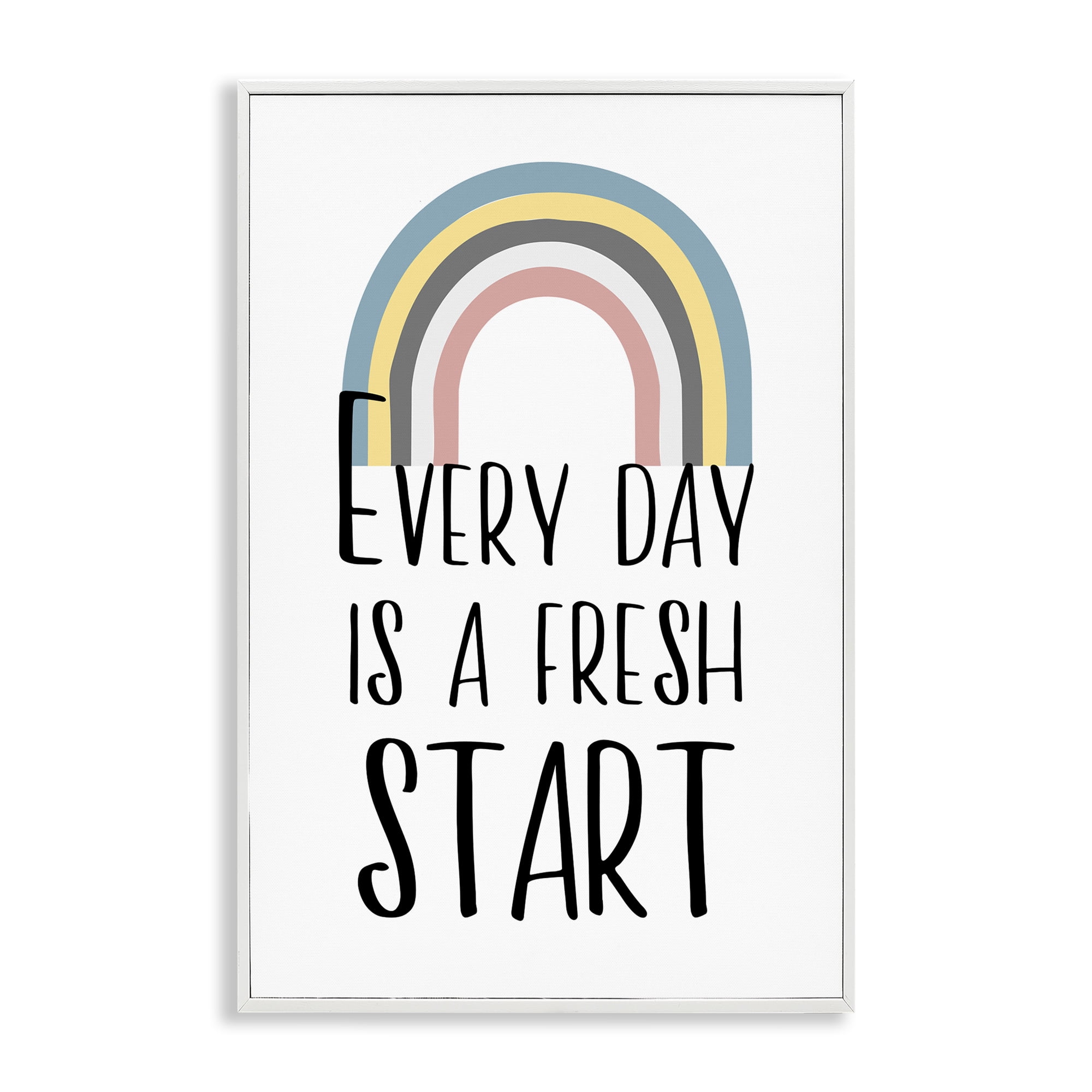 Stupell Industries Every Day Fresh Start Text & Numbers Painting White Framed Art Print Wall Art, 12 x 18
