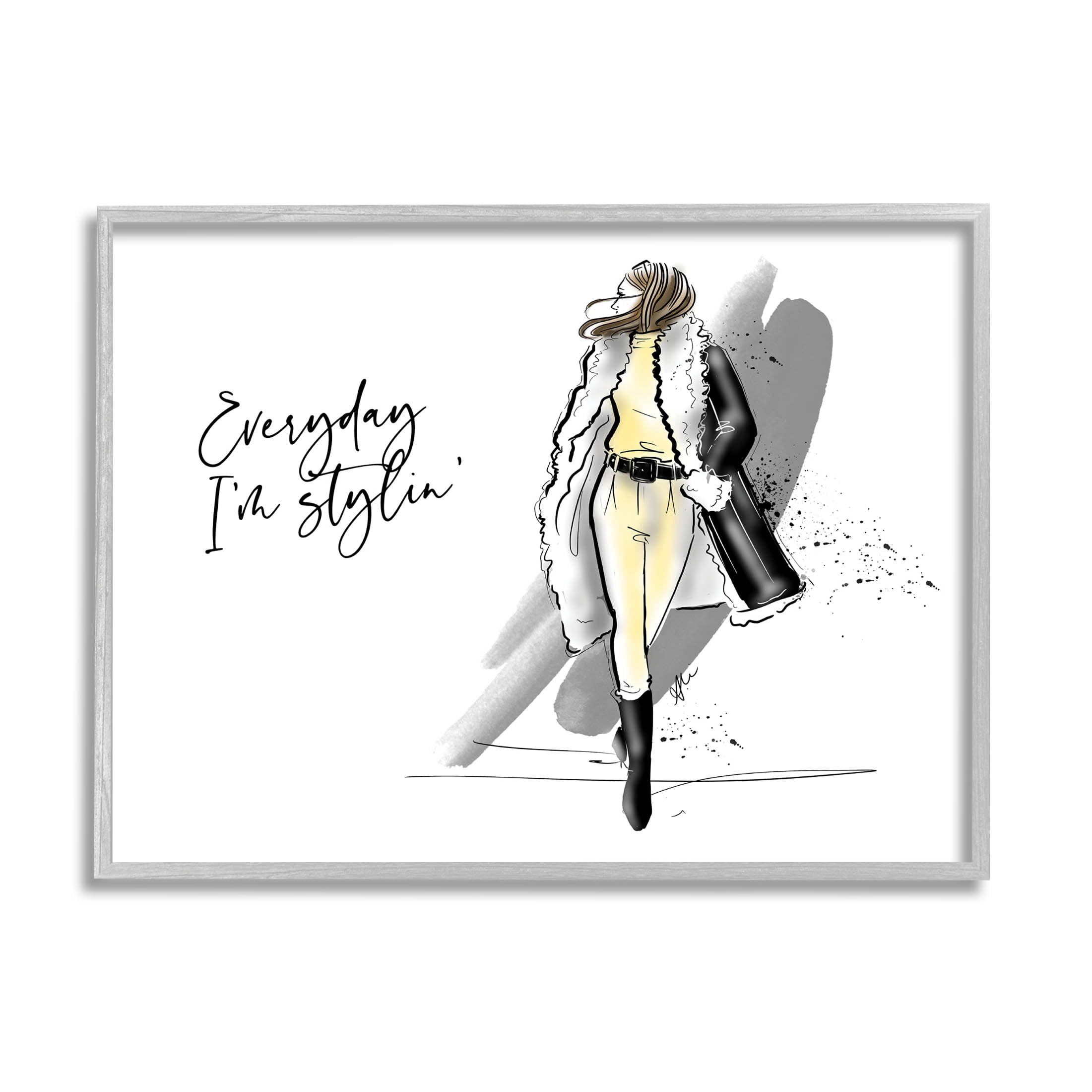 Stupell Industries Every Day I'm Stylin' Fashion Graphic Art Gray Framed Art Print Wall Art, Design by Alison Petrie