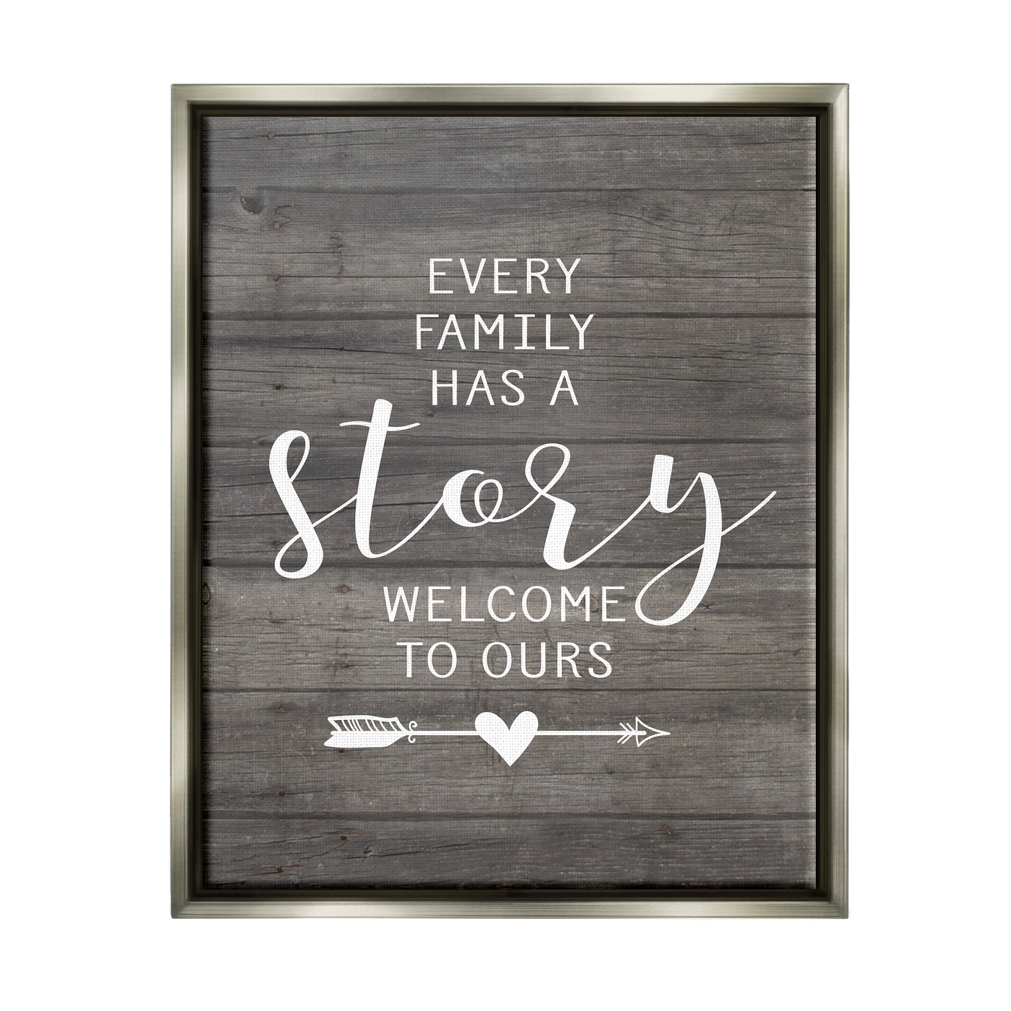 Stupell Industries Every Family Has A Story Luster Gray Framed Floating Canvas Wall Art, 16x20, by Lettered and Lined