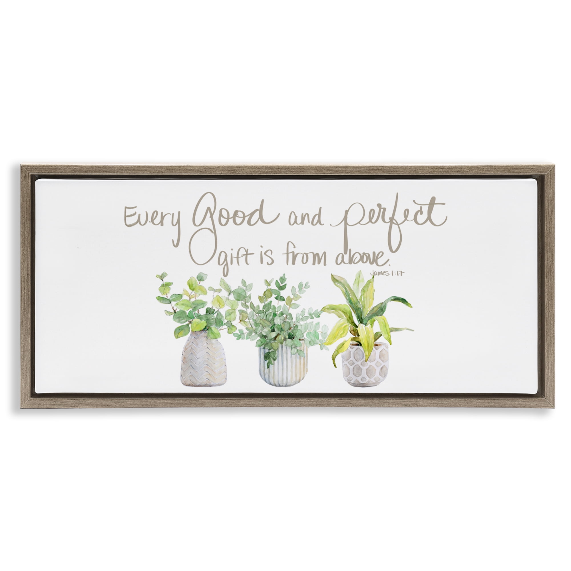 Stupell Industries Every Good & Perfect Gift Brown Framed Floater Canvas Wall Art, design by Lanie Loreth