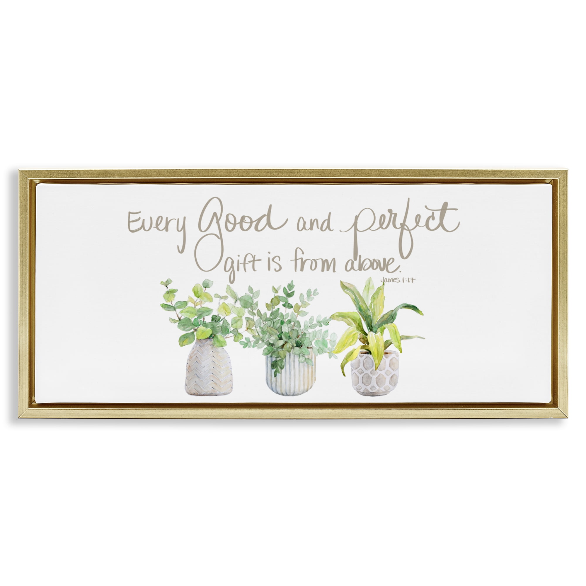 Stupell Industries Every Good & Perfect Gift Gold Framed Floater Canvas Wall Art, design by Lanie Loreth