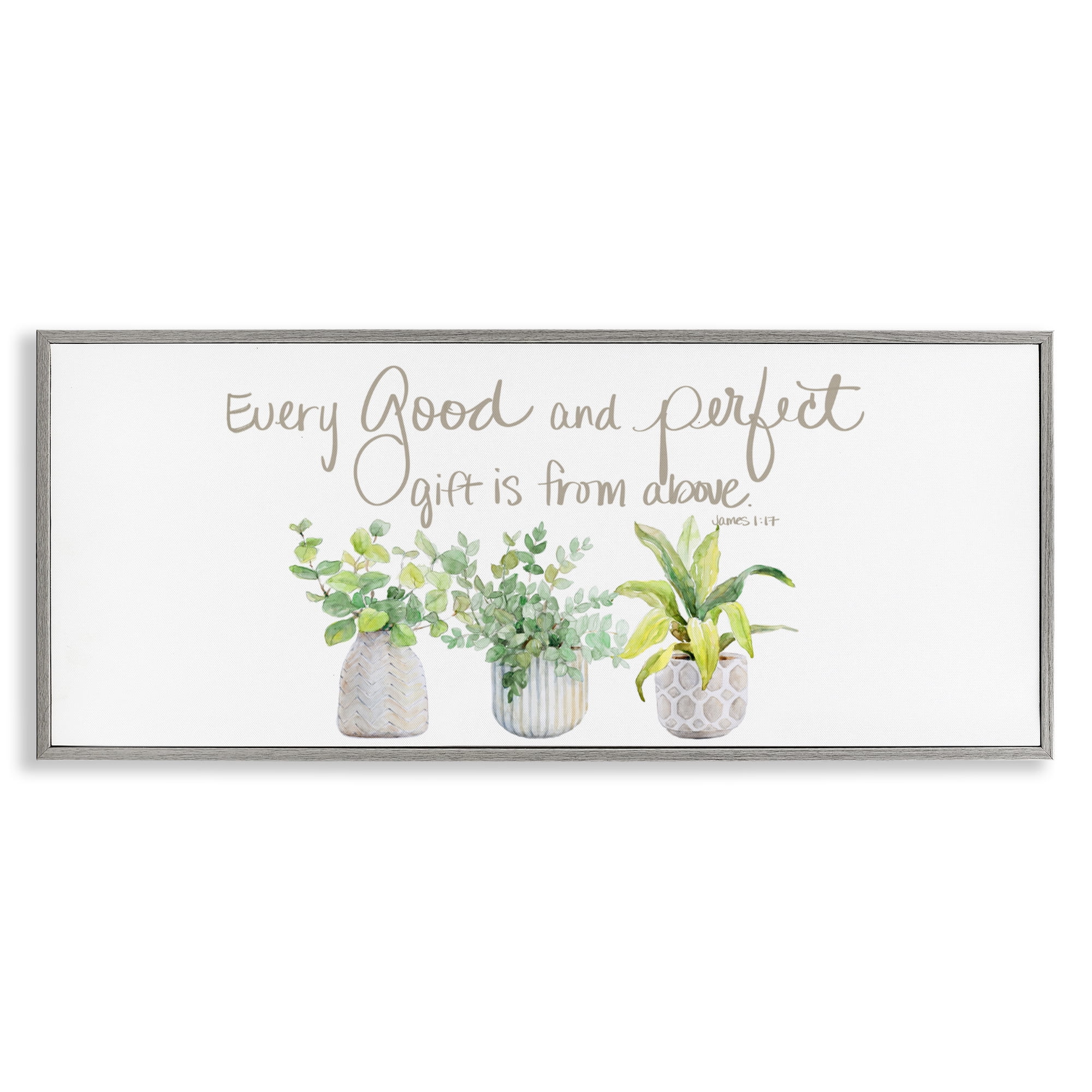Stupell Industries Every Good & Perfect Gift Gray Framed Giclee Art, design by Lanie Loreth