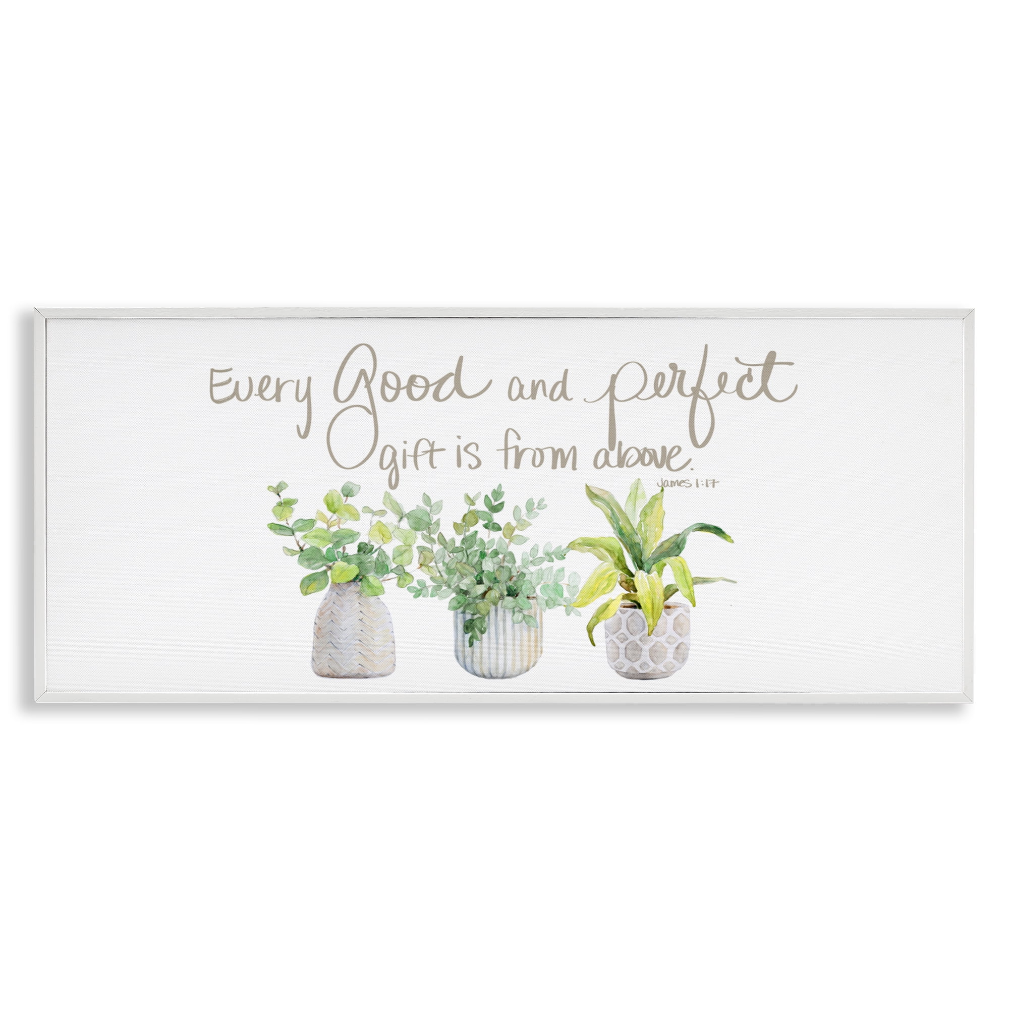 Stupell Industries Every Good & Perfect Gift White Framed Giclee Art, design by Lanie Loreth
