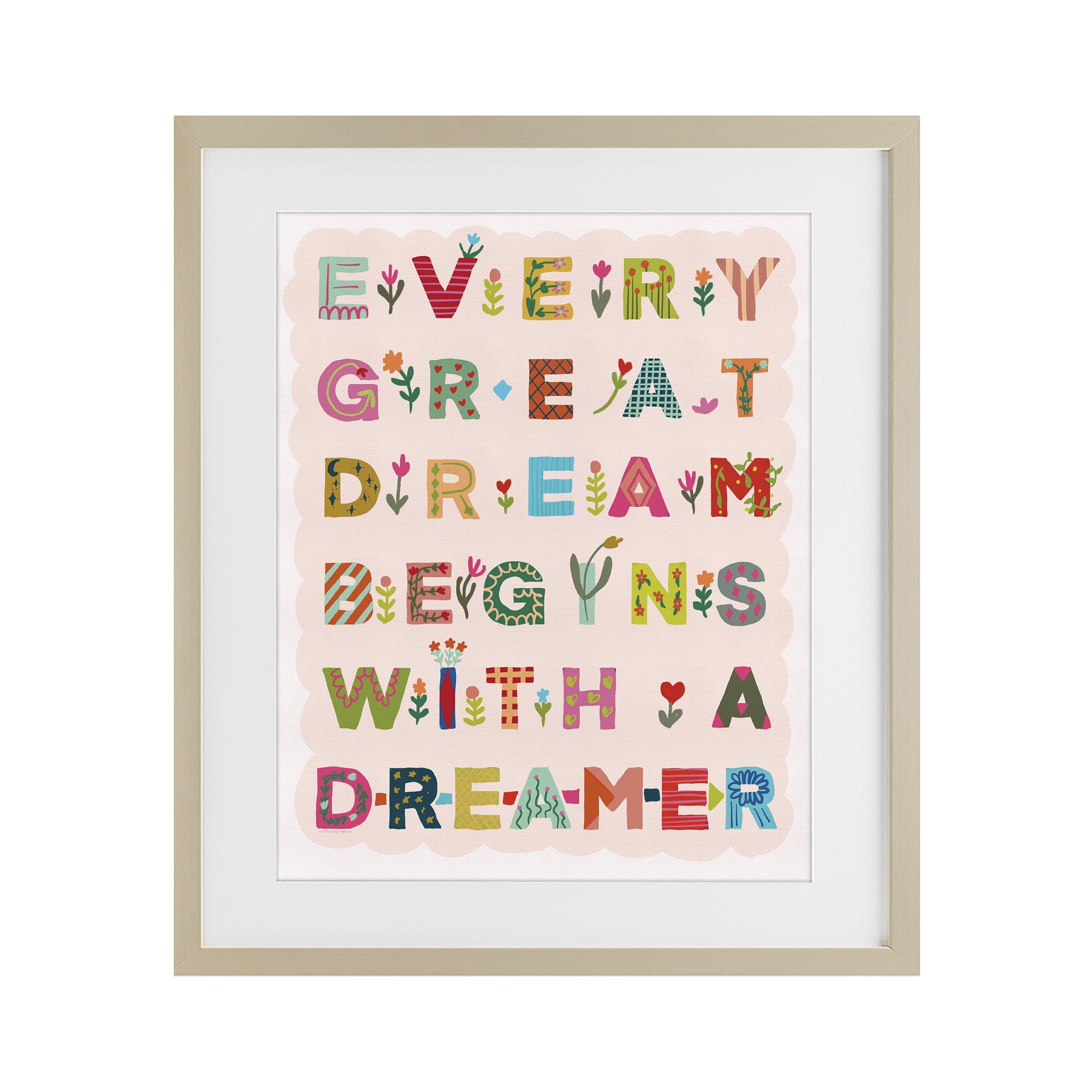 Stupell Industries Every Great Dream Birch Framed Print Under Glass, design by Kamdon Kreations