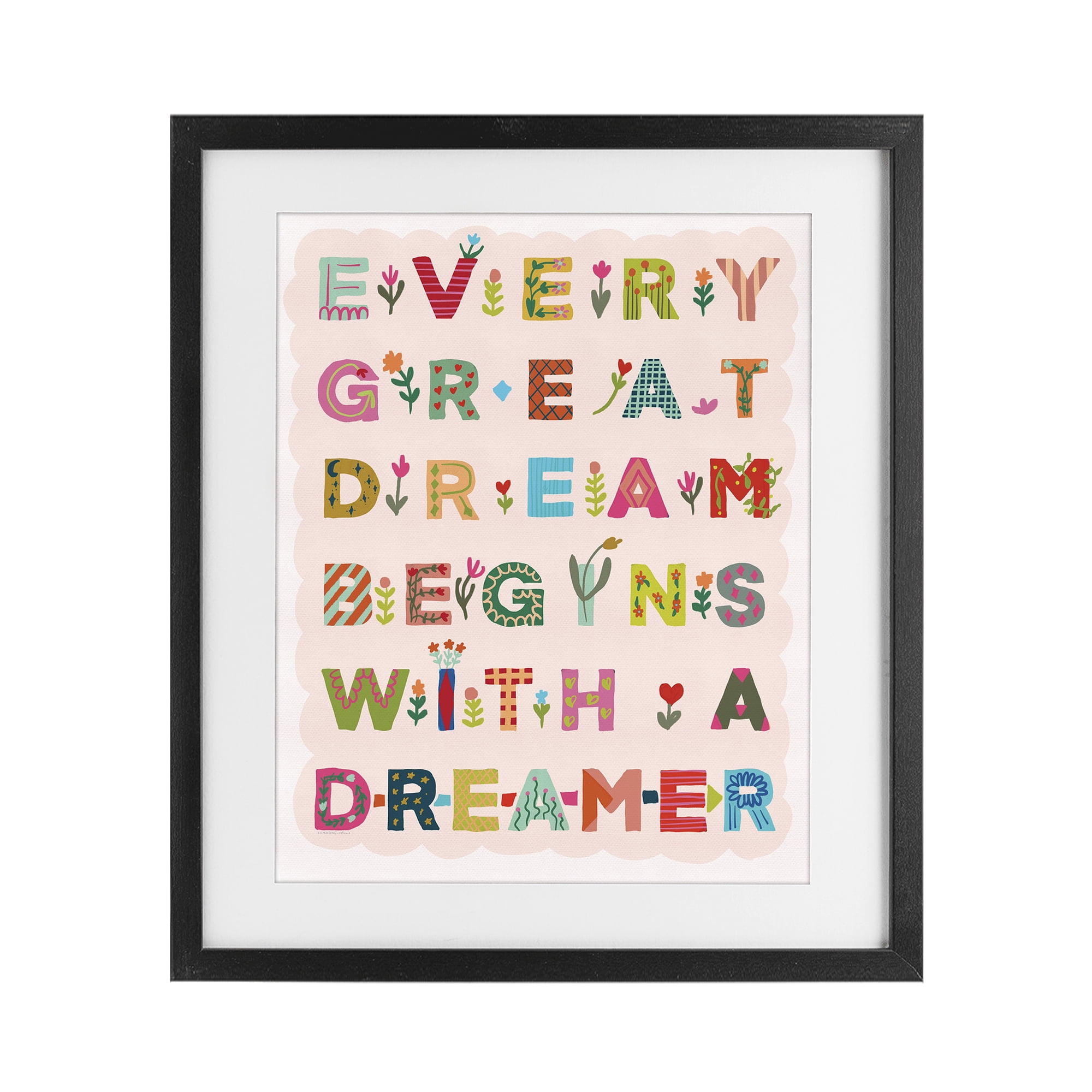 Stupell Industries Every Great Dream Black Framed Print Under Glass, design by Kamdon Kreations