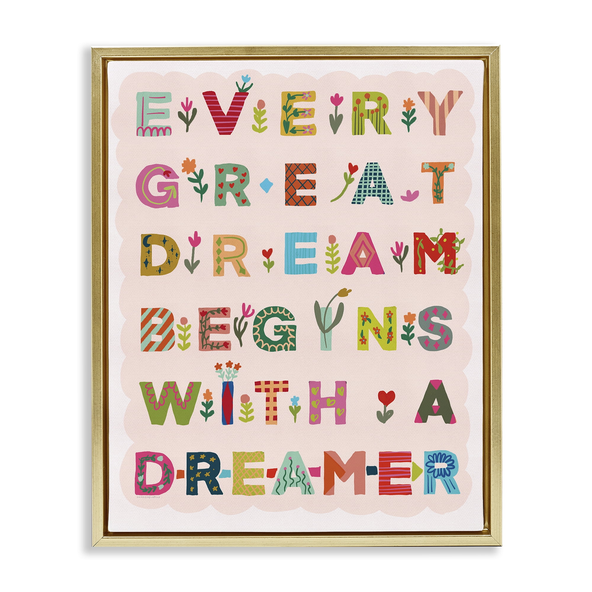 Stupell Industries Every Great Dream Gold Framed Floater Canvas Wall Art, design by Kamdon Kreations