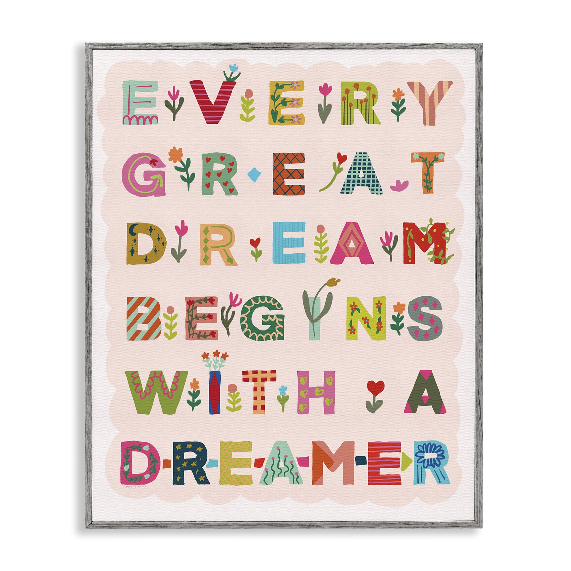Stupell Industries Every Great Dream Gray Framed Giclee Art, design by Kamdon Kreations