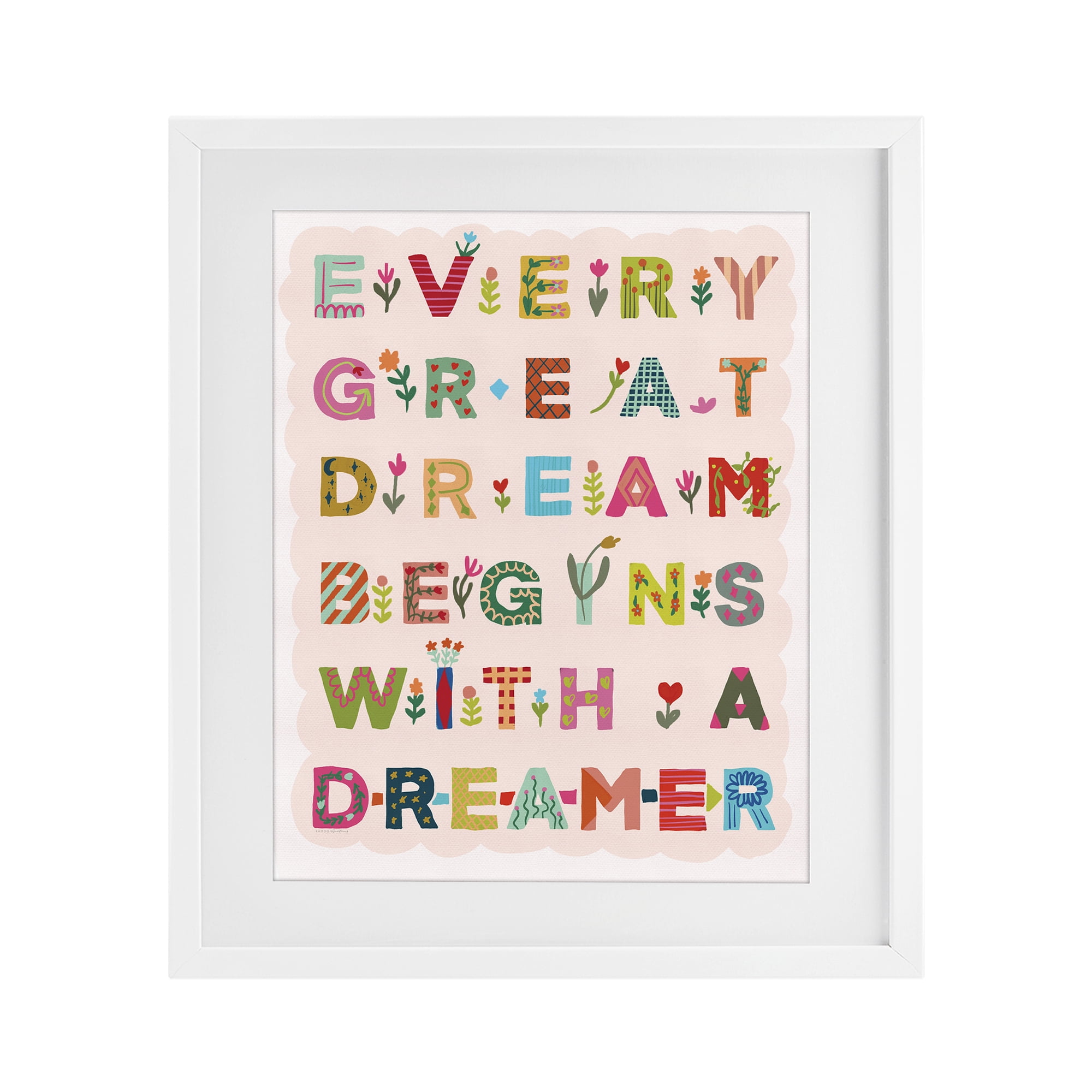 Stupell Industries Every Great Dream White Framed Print Under Glass, design by Kamdon Kreations
