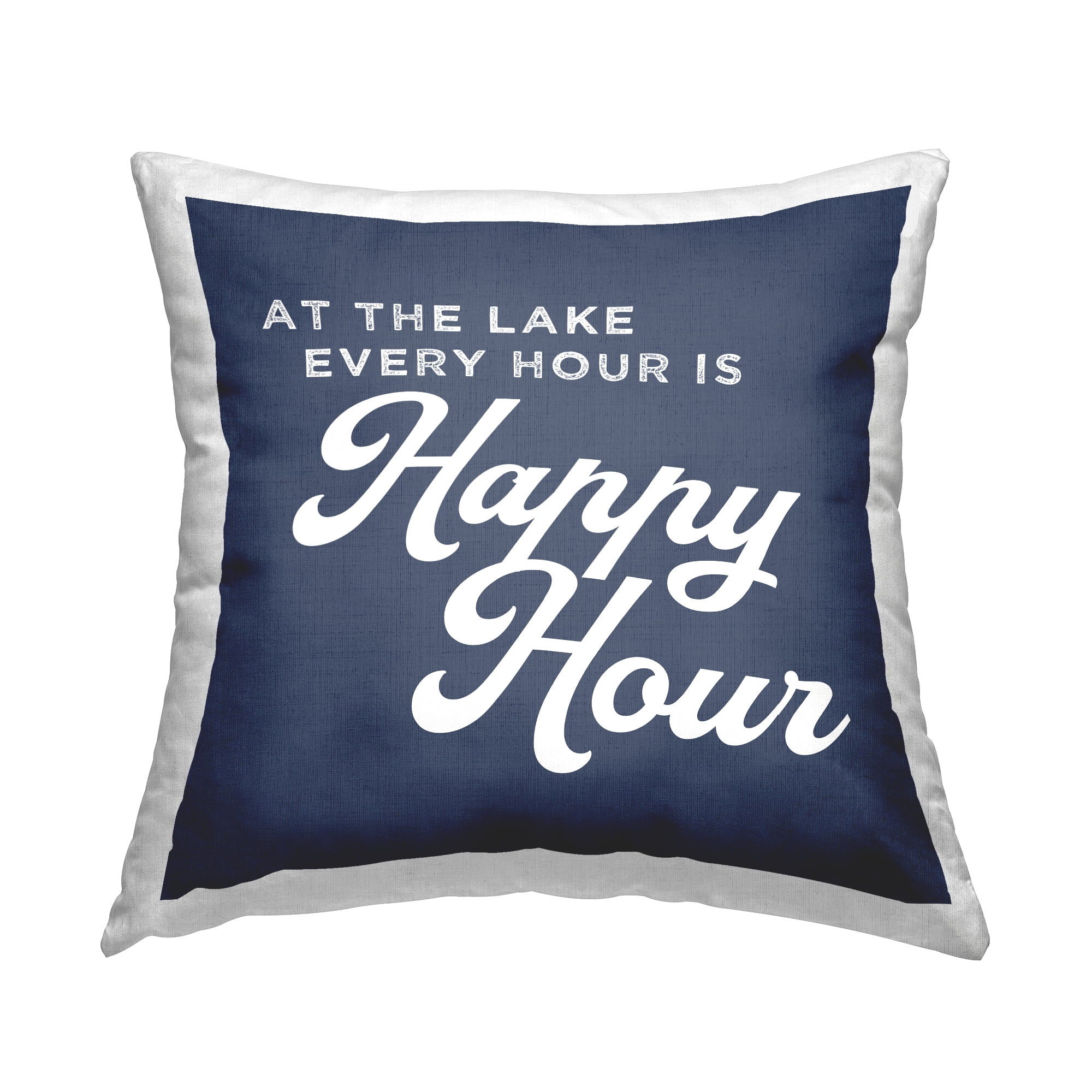 Stupell Industries Every Hour is Happy Hour Lake House Phrase Coastal Blue,18 x 7 x 18 Decorative Pillows
