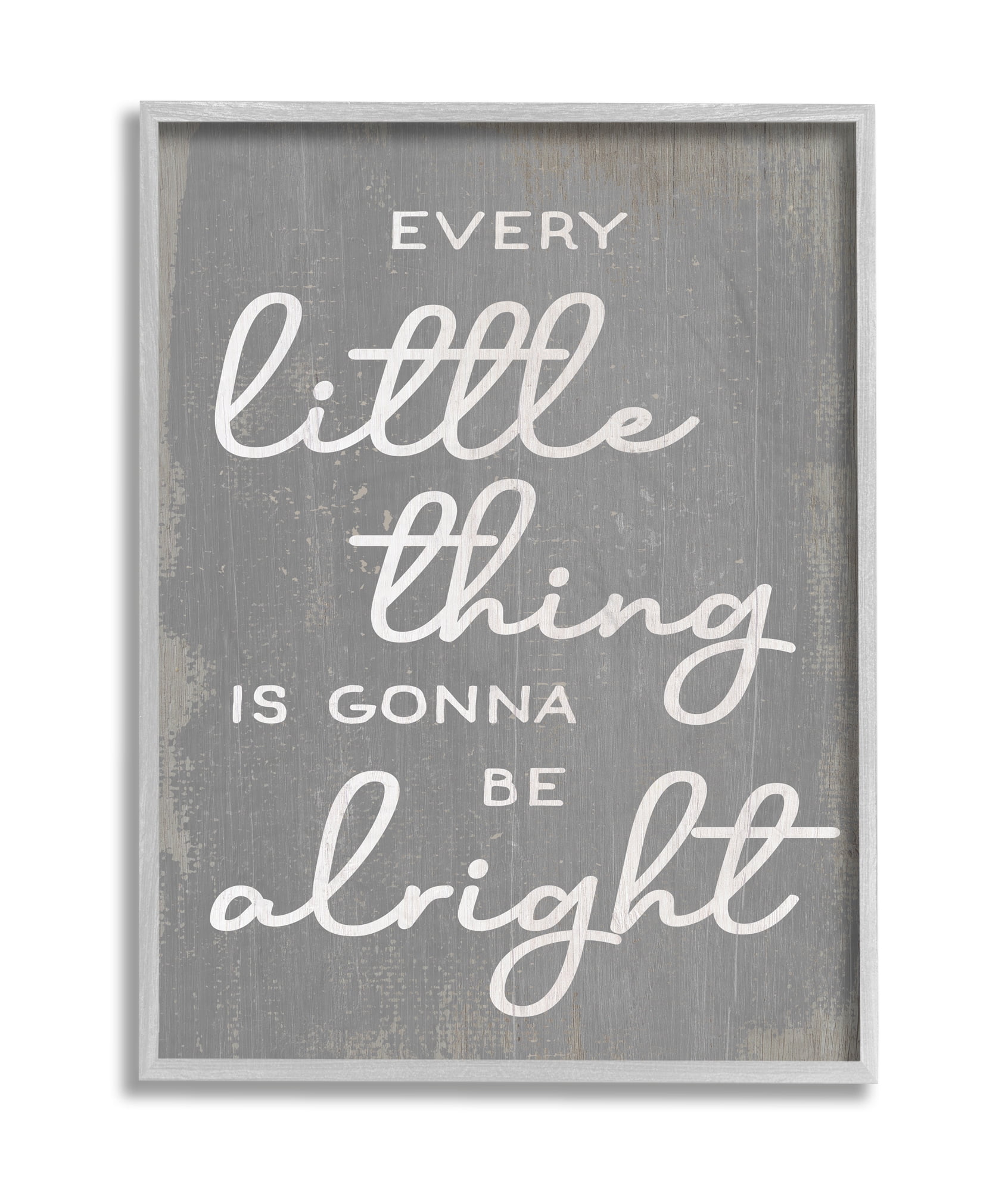 Stupell Industries Every Little Thing Positivity Phrase Rustic Grey White Grey Framed, 11 x 14, Design by Daphne Polselli