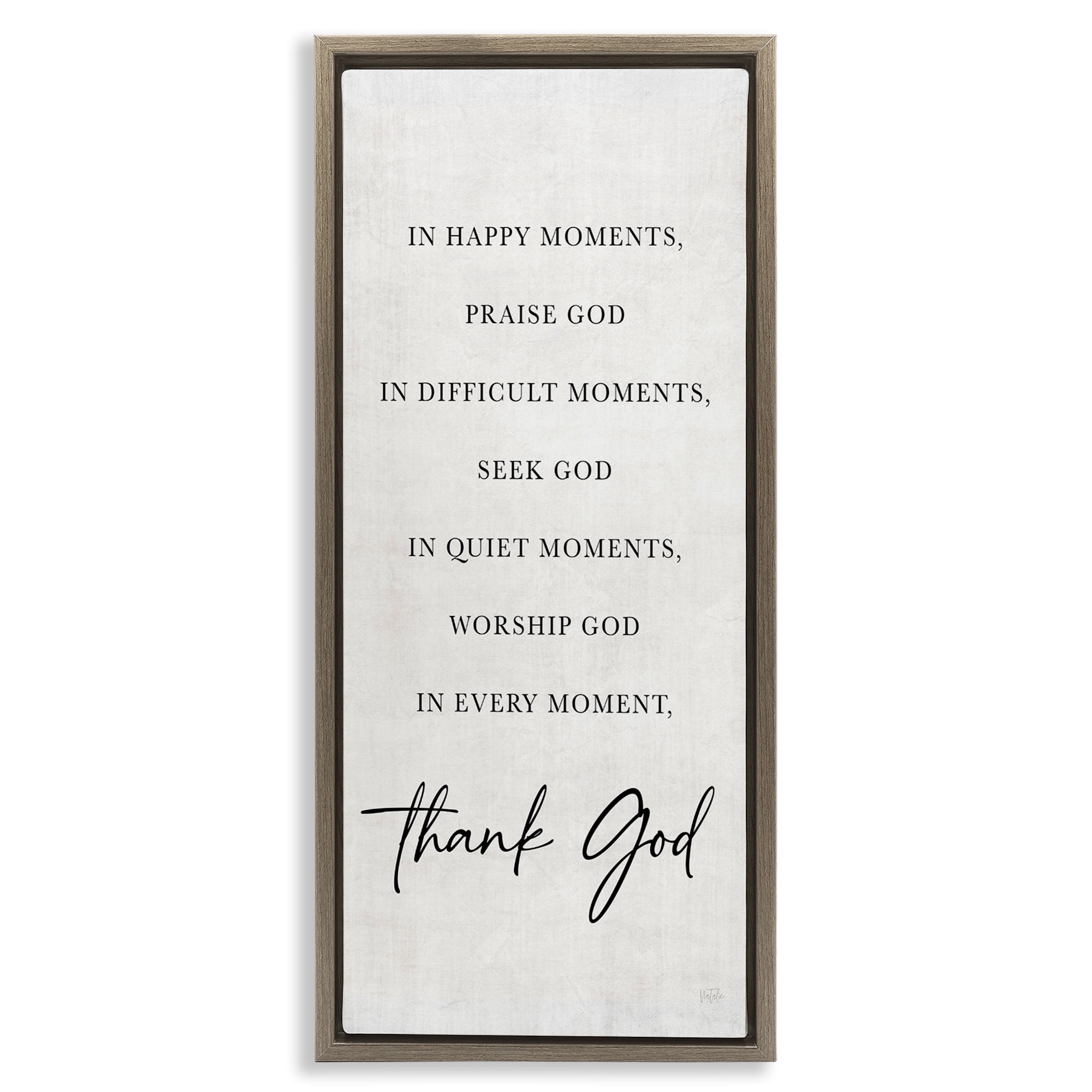Stupell Industries Every Moment Thank God Brown Framed Floater Canvas Wall Art, design by Natalie Carpentieri