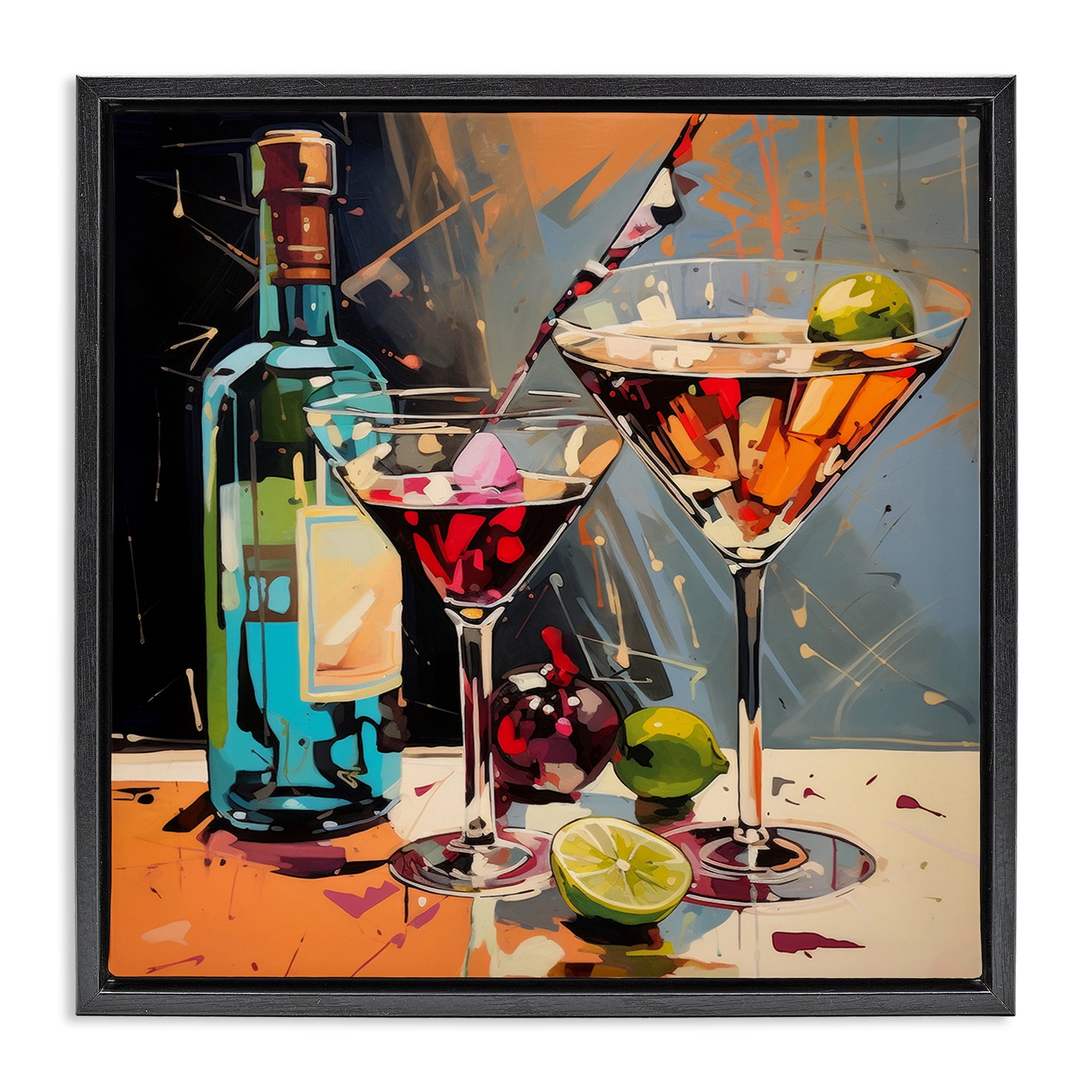 Stupell Industries Every Sip of Martini Night Black Framed Floater Canvas Wall Art, design by Lazar Studio