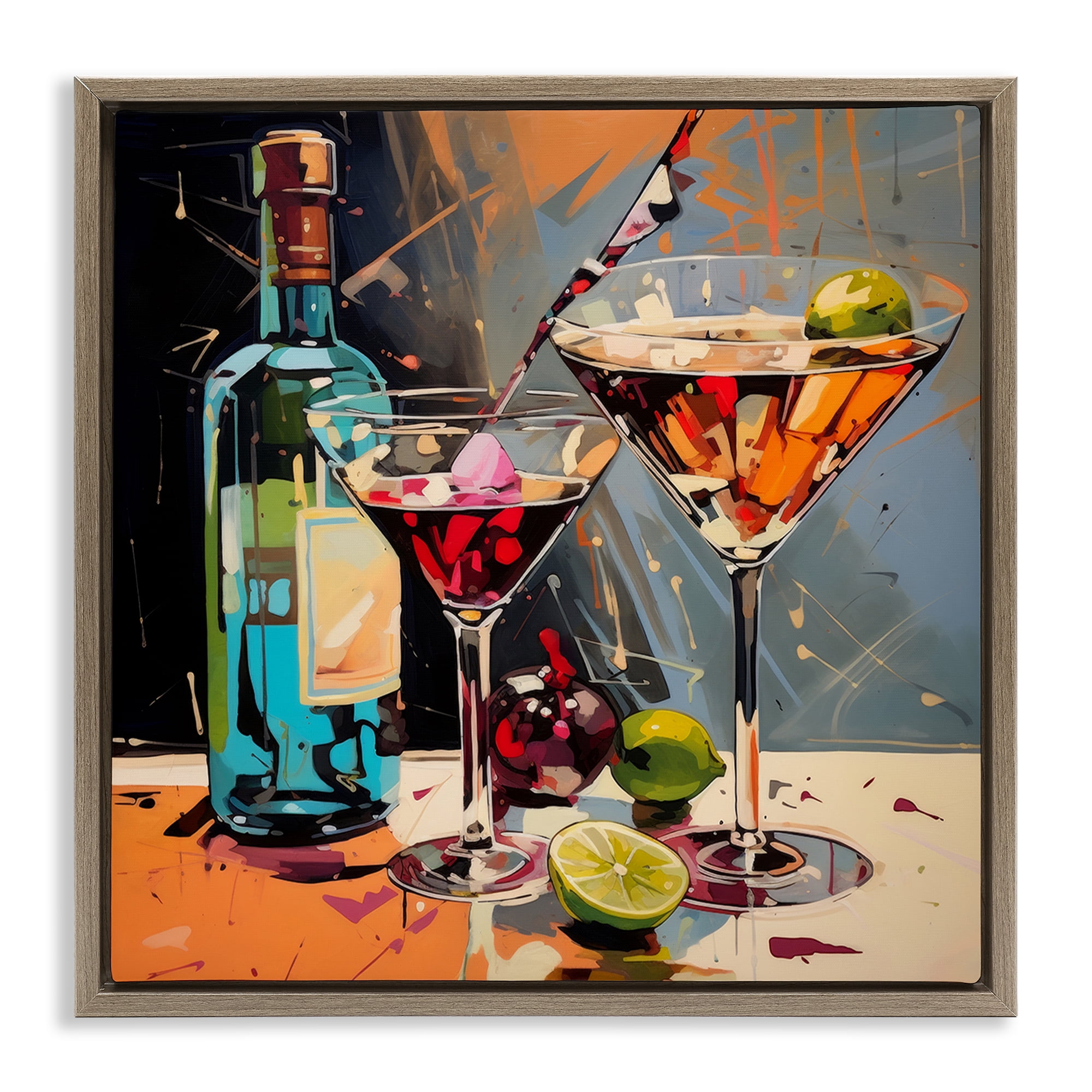 Stupell Industries Every Sip of Martini Night Brown Framed Floater Canvas Wall Art, design by Lazar Studio