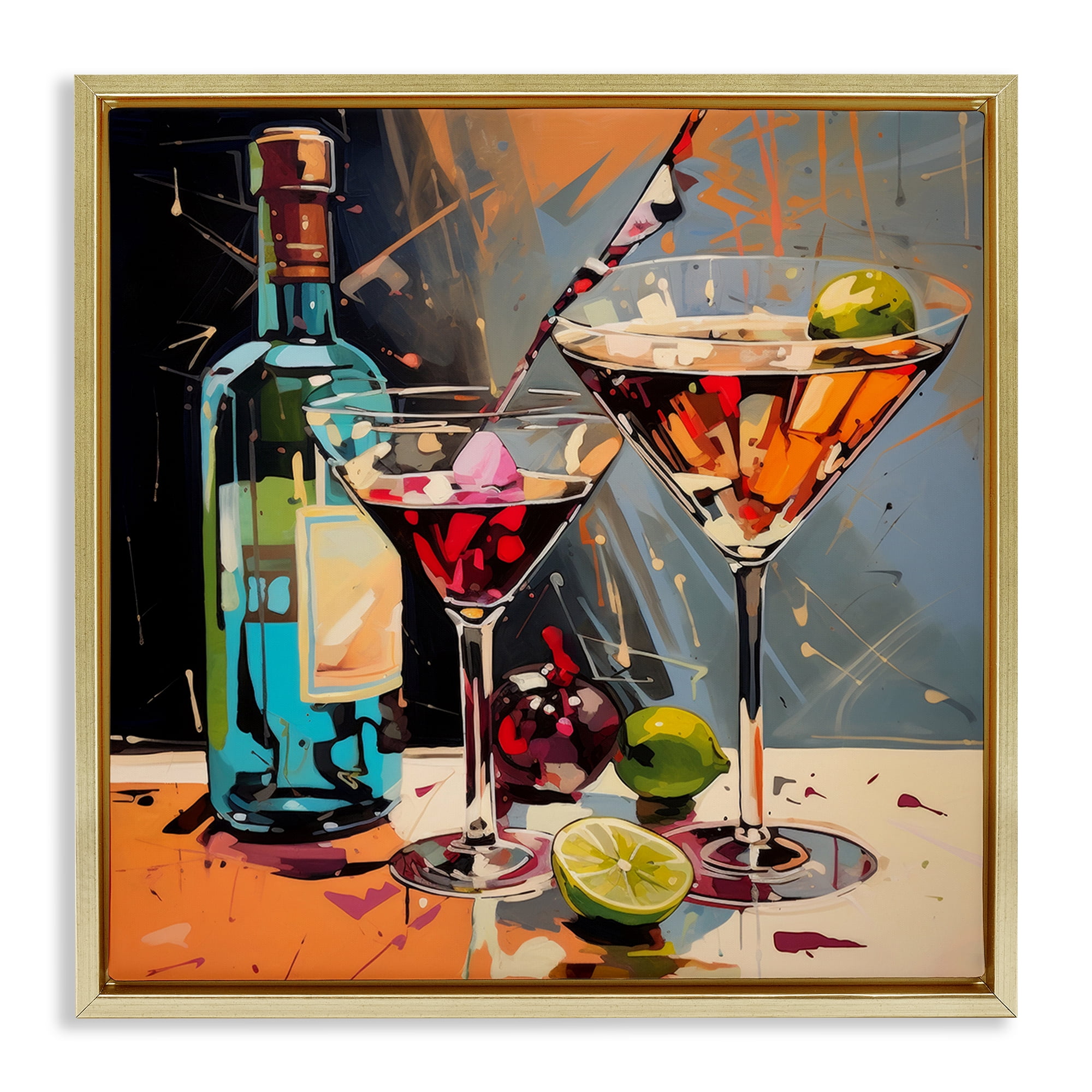 Stupell Industries Every Sip of Martini Night Gold Framed Floater Canvas Wall Art, design by Lazar Studio