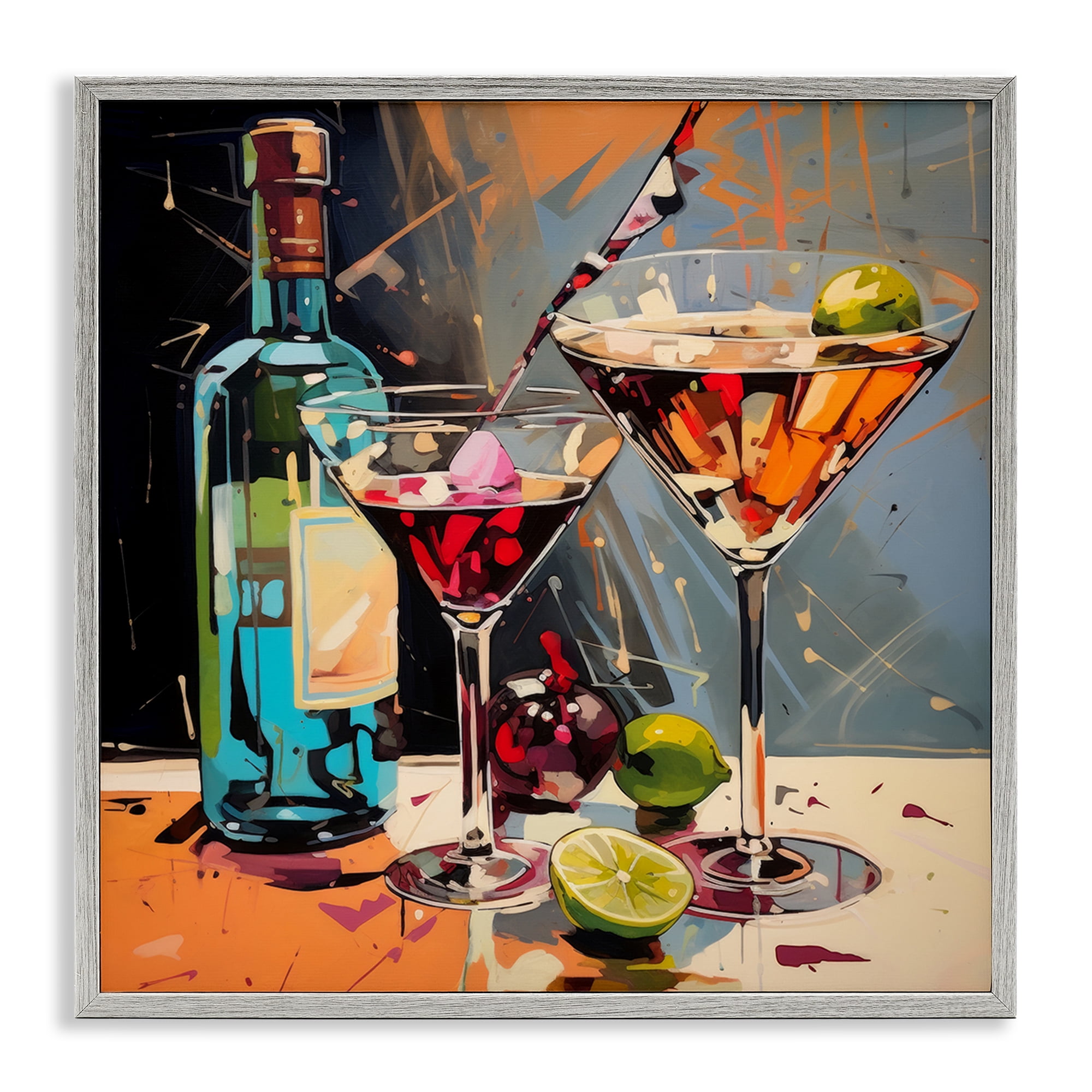 Stupell Industries Every Sip of Martini Night Gray Framed Giclee Art, design by Lazar Studio