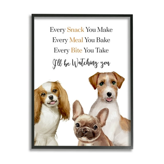 Stupell Industries Every Snack Meal Bite Phrase Pet Dog Humor Animals & Insects Painting Black Framed Art Print Wall Art, 24 x 30