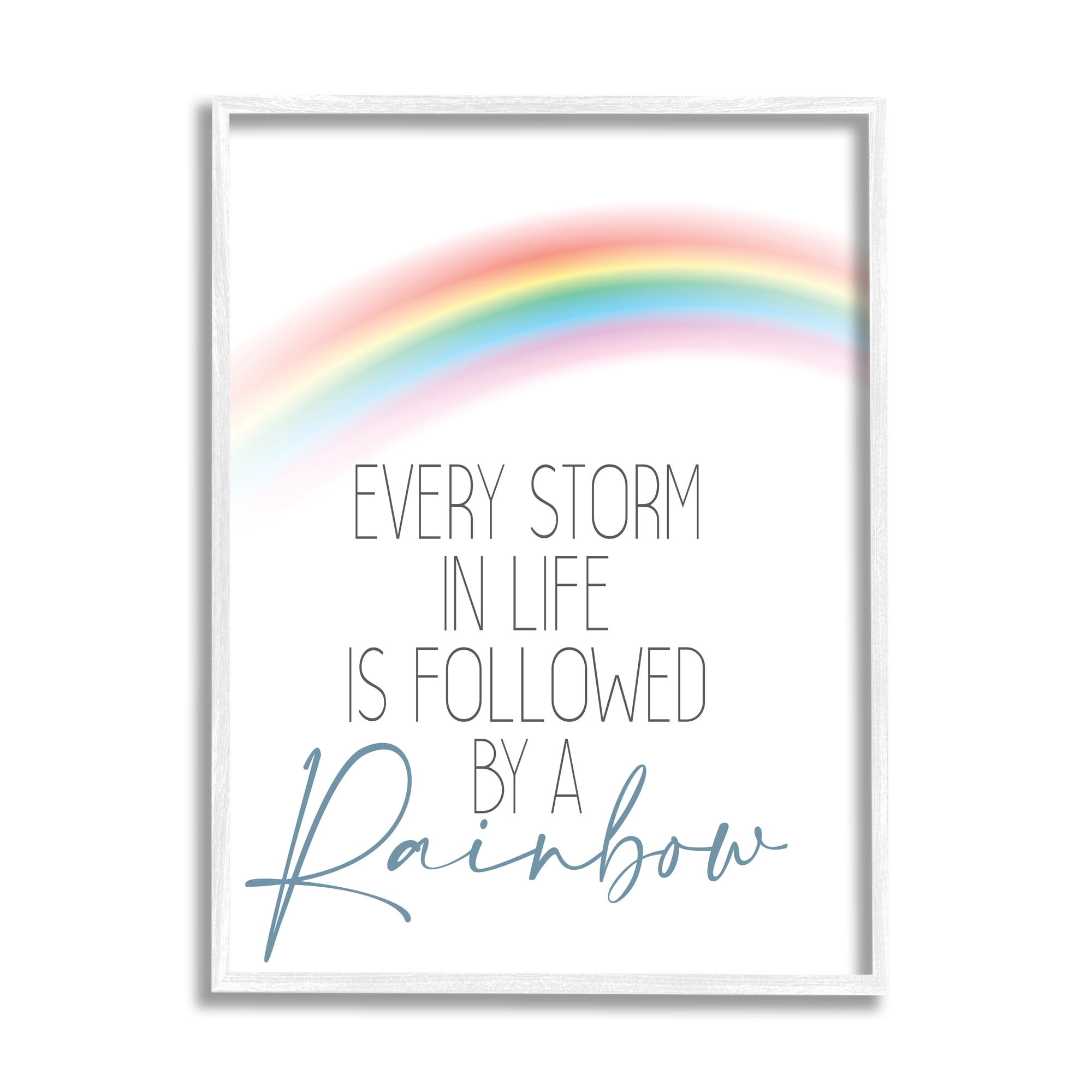 Stupell Industries Every Storm Followed by Rainbow Sentiment Motivational Text Inspirational Painting White Framed Art Print Wall Art, 16 x 20