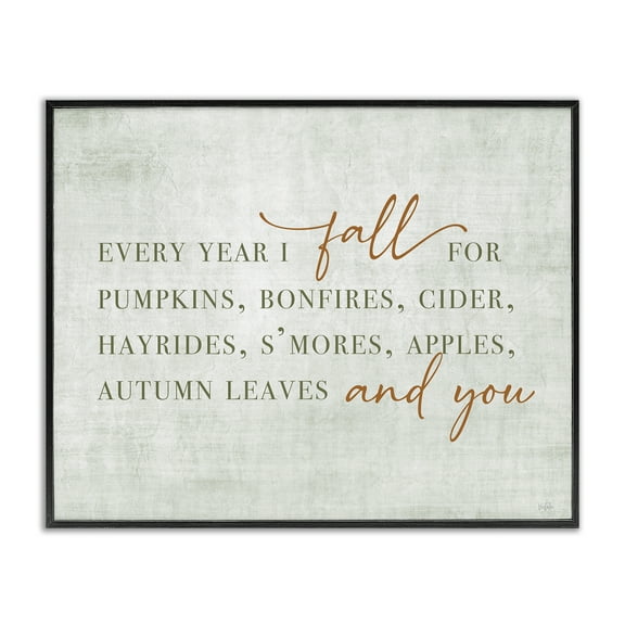 Stupell Industries Every Year Fall Phrase Typography Painting Black Framed Art Print Wall Art, 14 x 11