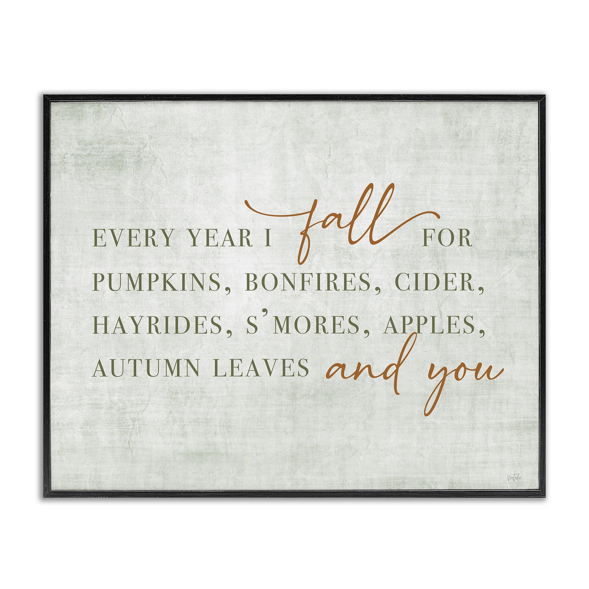 Stupell Industries Every Year Fall Phrase Typography Painting Black Framed Art Print Wall Art, 30 x 24