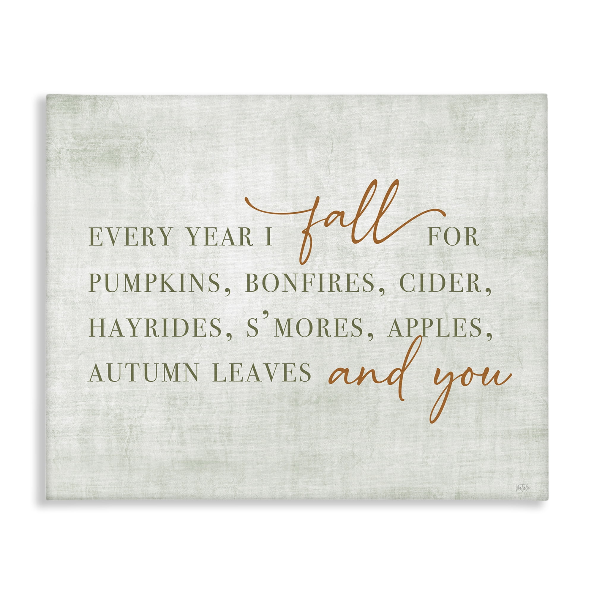 Stupell Industries Every Year Fall Phrase Typography Painting Gallery Wrapped Canvas Art Print Wall Art, 30 x 24