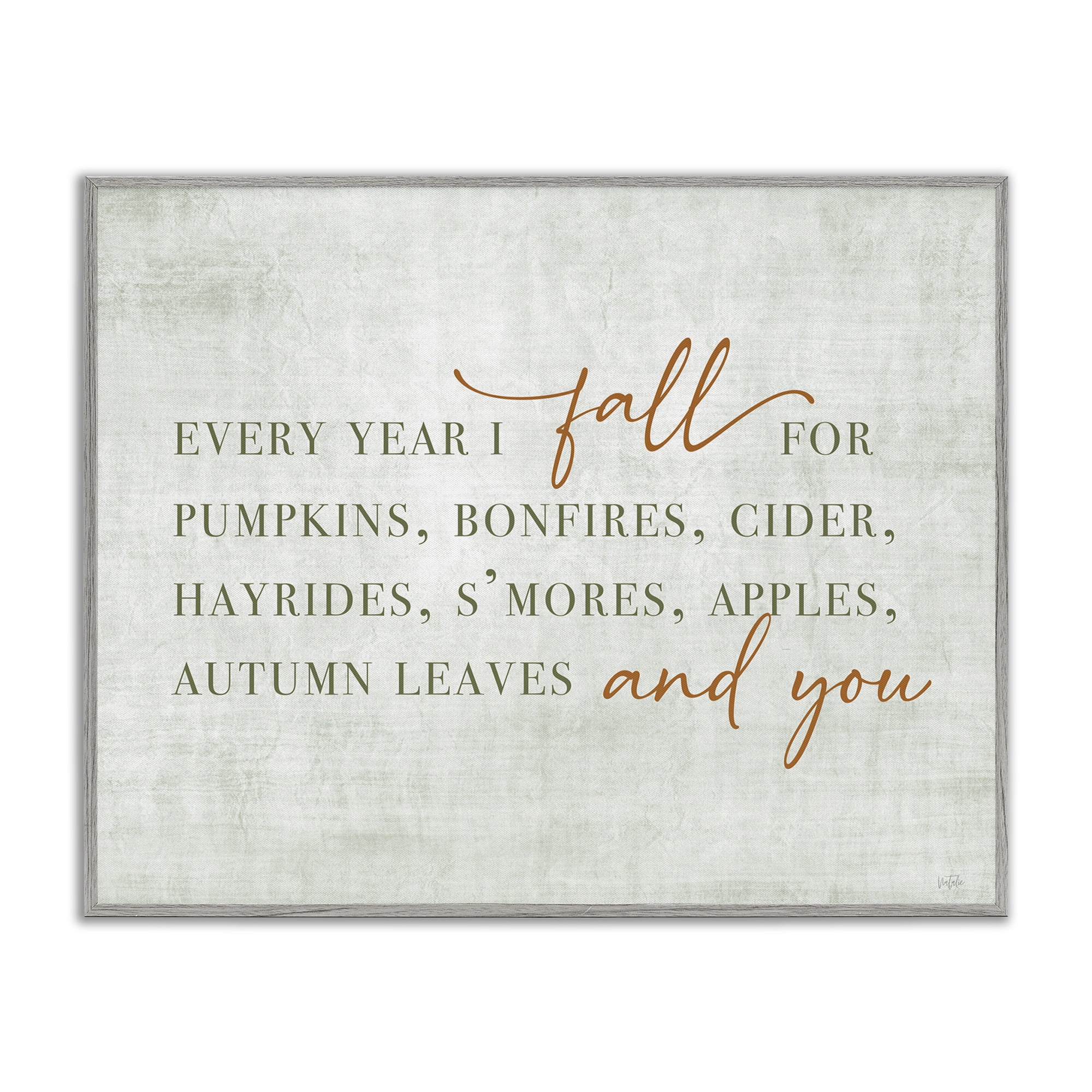 Stupell Industries Every Year Fall Phrase Typography Painting Gray Framed Art Print Wall Art, 30 x 24