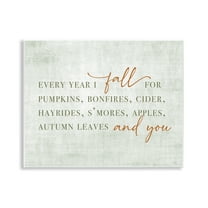 Stupell Industries Every Year Fall Phrase Typography Painting Unframed Art Print Wall Art, 14 x 11
