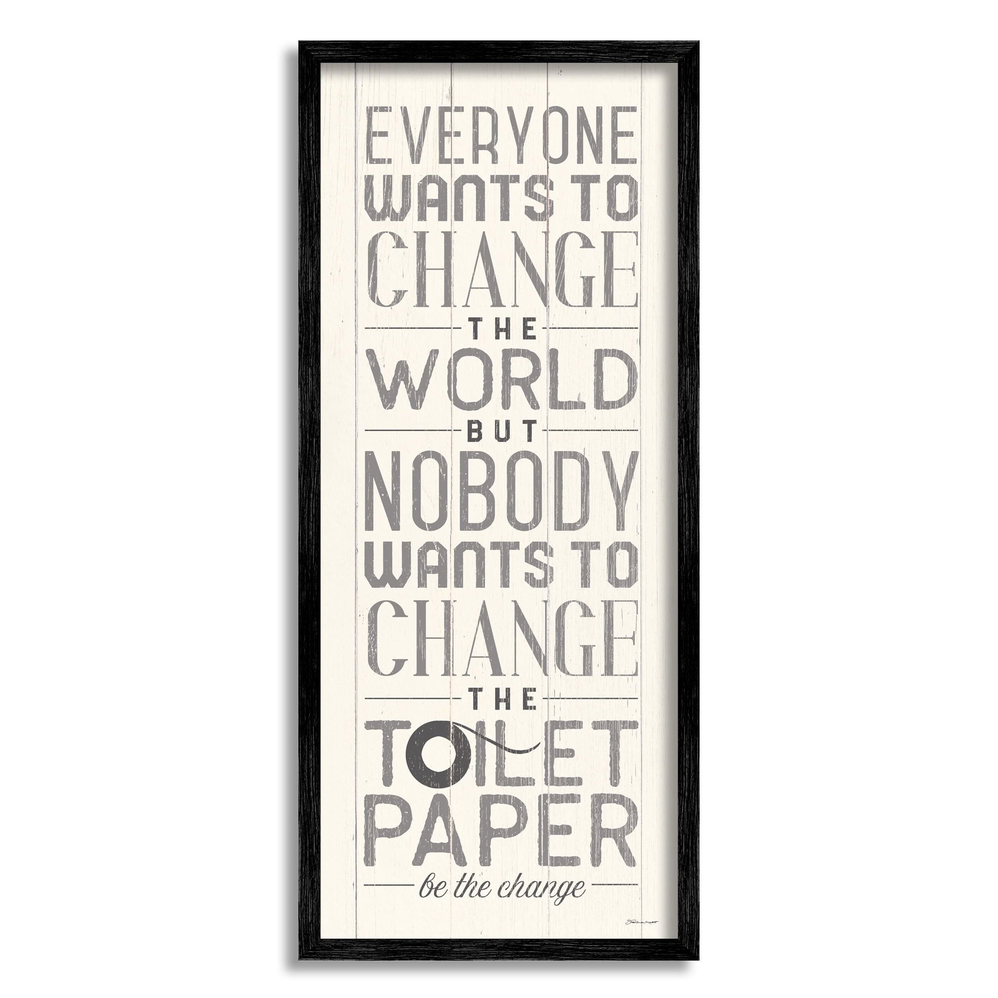 Black Framed White Planked Typography Wall Art, 10 x 24