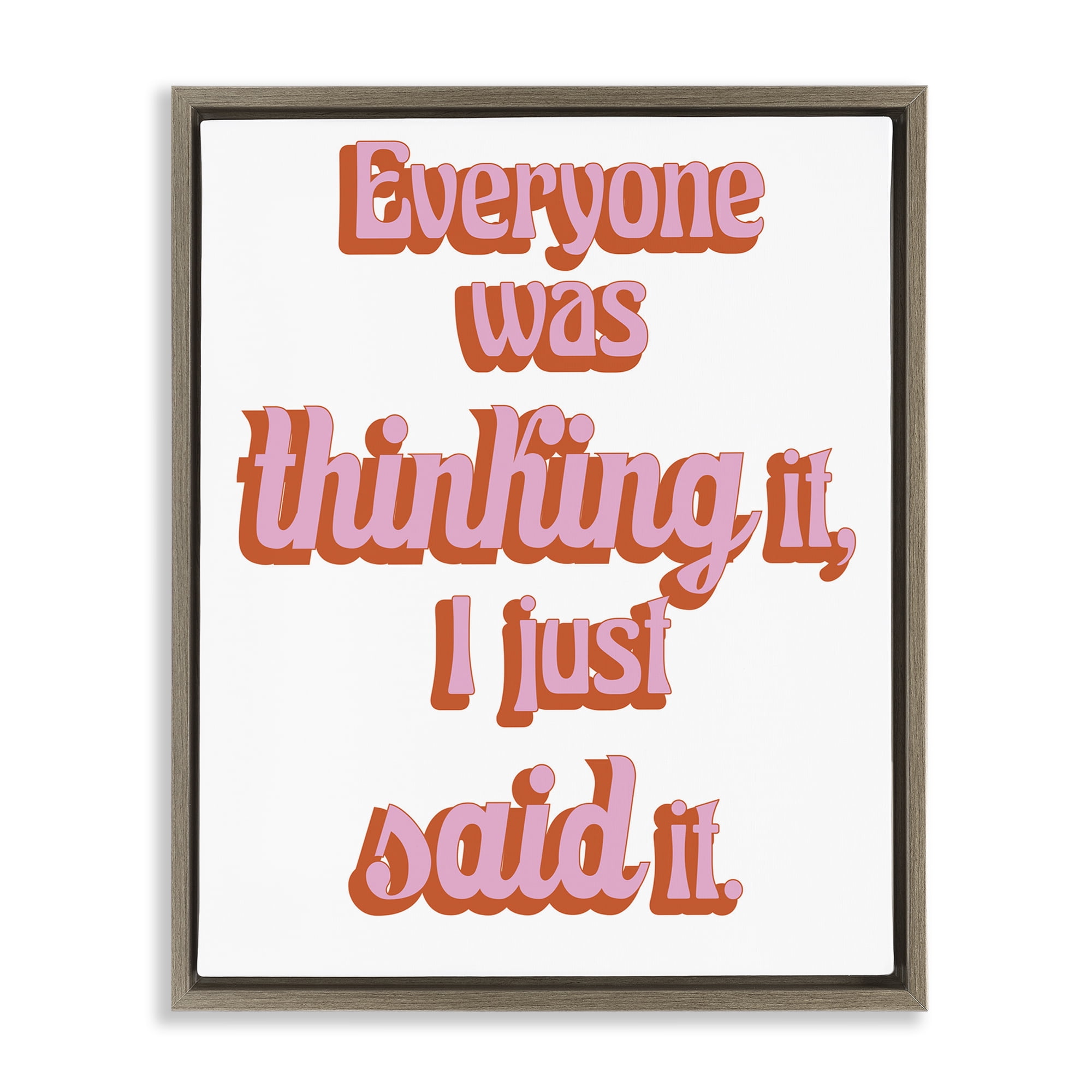 Stupell Industries Everyone Was Thinking It Brown Framed Floater Canvas Wall Art, design by Elizabeth Medley