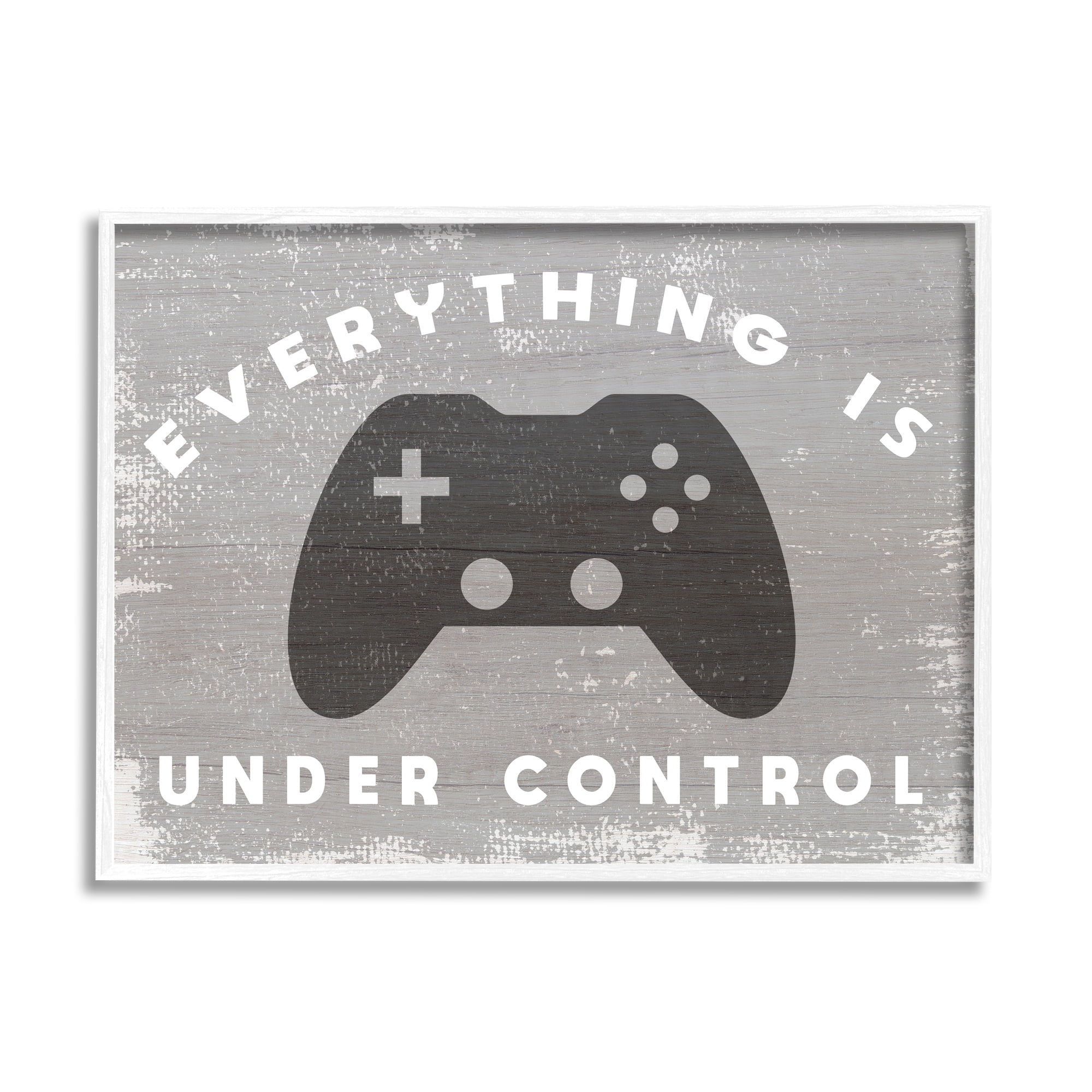 Stupell Industries Everything is Under Control Rustic Video Game Controller Kids Painting White framed Art Print Wall Art, 11 x 14, Design by Daphne Polselli