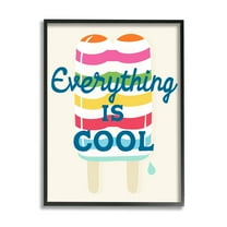 Stupell Industries Everything Is Cool Summer Striped Ice Pop Snack Graphic Art Black Framed Art Print Wall Art, Design by Daphne Polselli