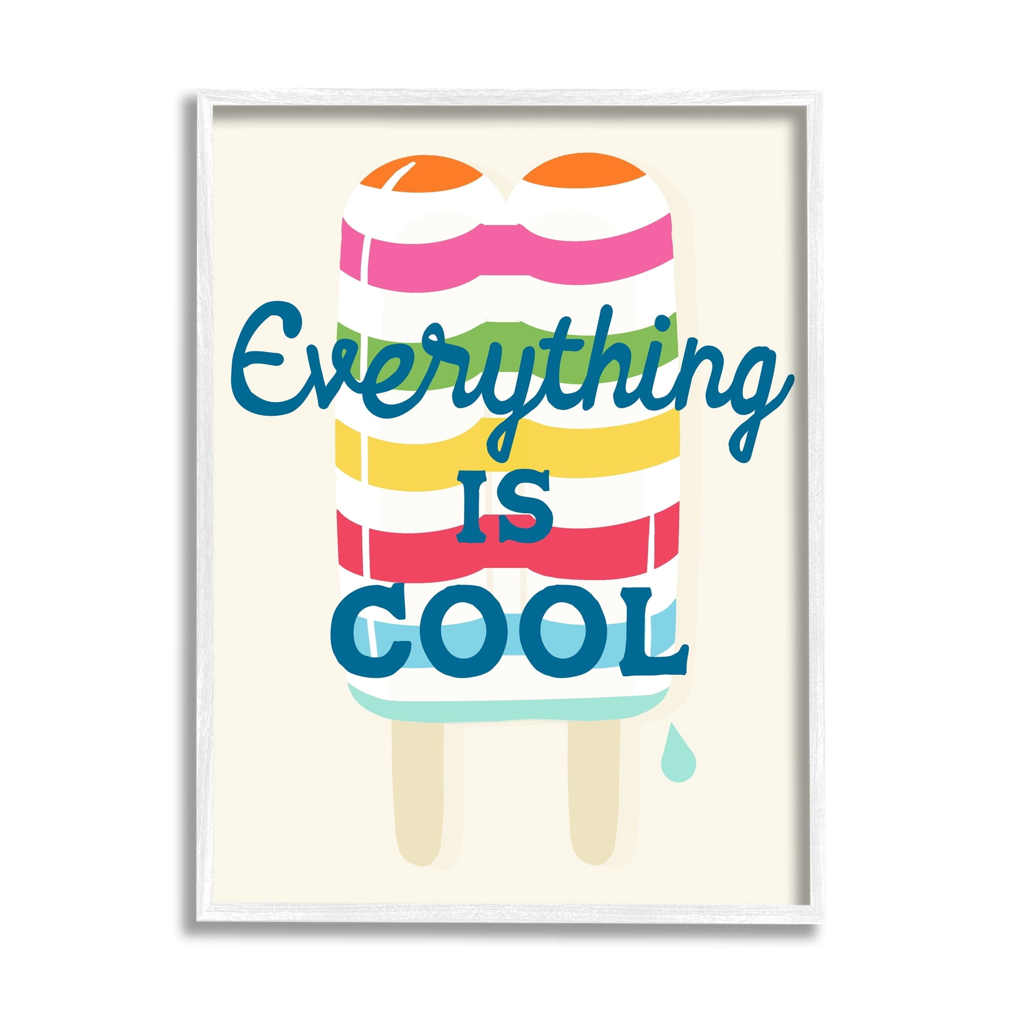 Stupell Industries Everything Is Cool Summer Striped Ice Pop Snack Graphic Art White Framed Art Print Wall Art, Design by Daphne Polselli