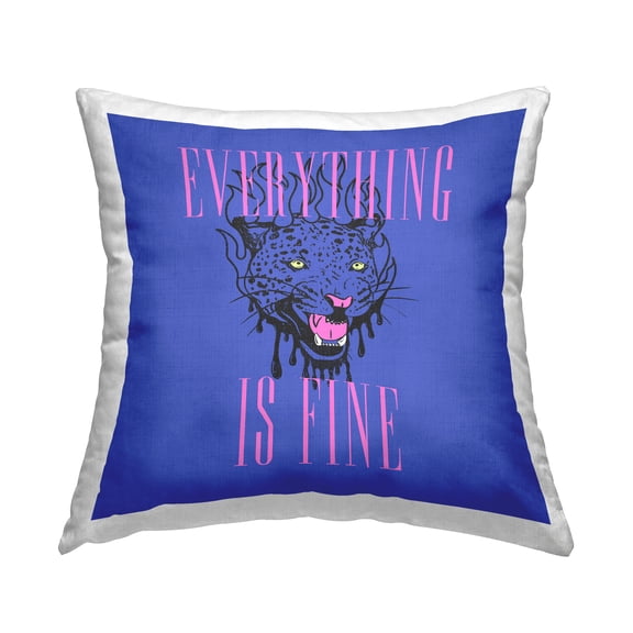Stupell Industries Everything Is Fine Leopard Decorative Printed Throw Pillow, 18 x 18
