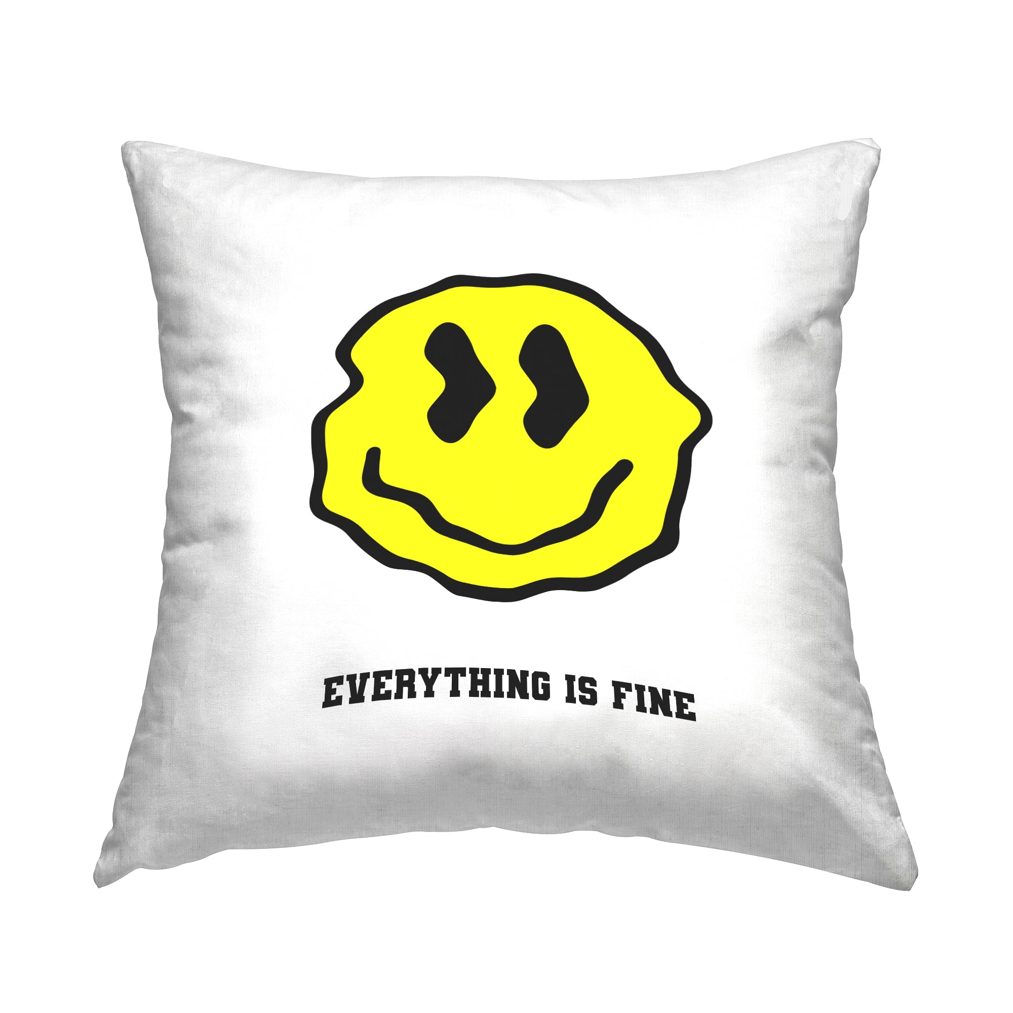Stupell Industries Everything Is Fine Smiley Decorative Printed Throw Pillow, 18 x 18