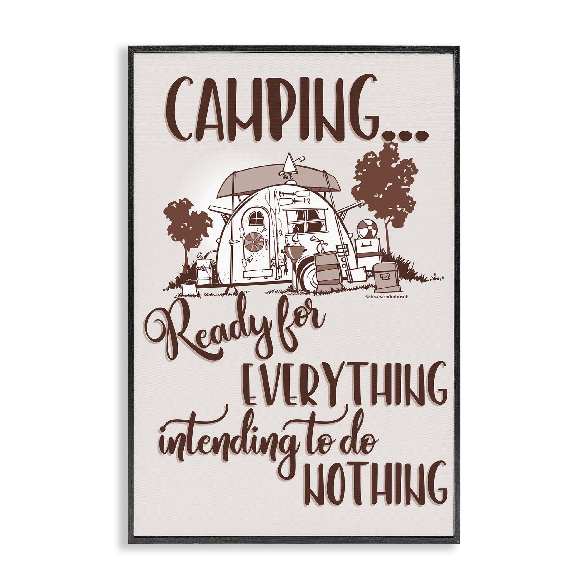 Stupell Industries Everything & Nothing Camping Landscape Painting Black Framed Art Print Wall Art, 16 x 24
